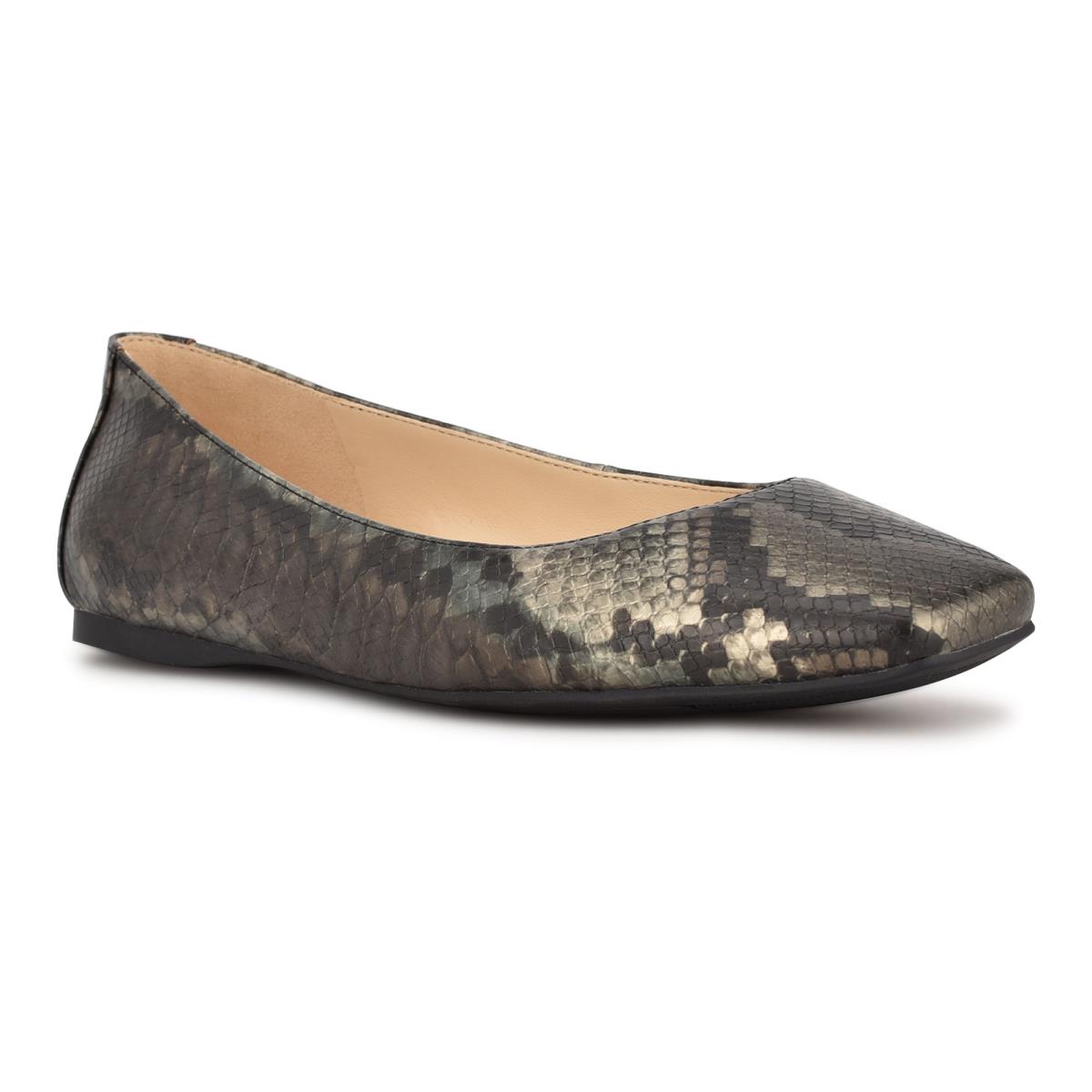 Ballerine Nine West Alena Square-Embout Femme Grise Serpent | 4802TBLUQ