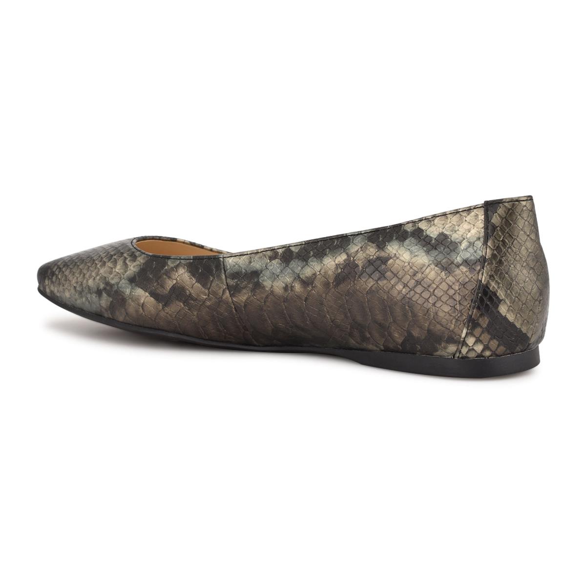 Ballerine Nine West Alena Square-Embout Femme Grise Serpent | 4802TBLUQ