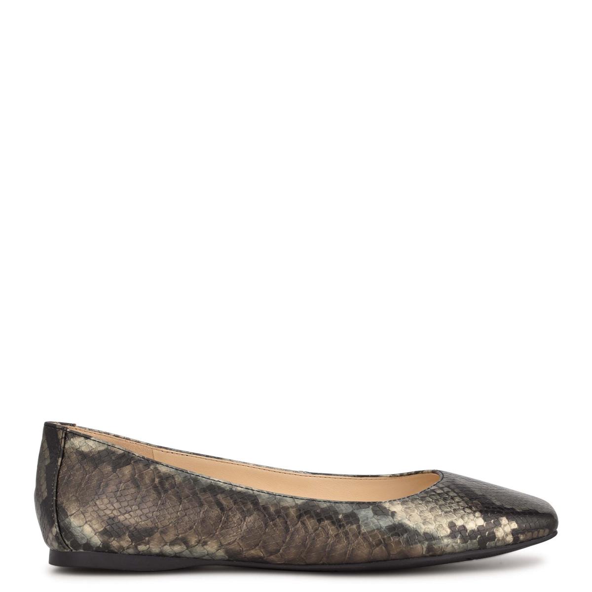 Ballerine Nine West Alena Square-Embout Femme Grise Serpent | 4802TBLUQ