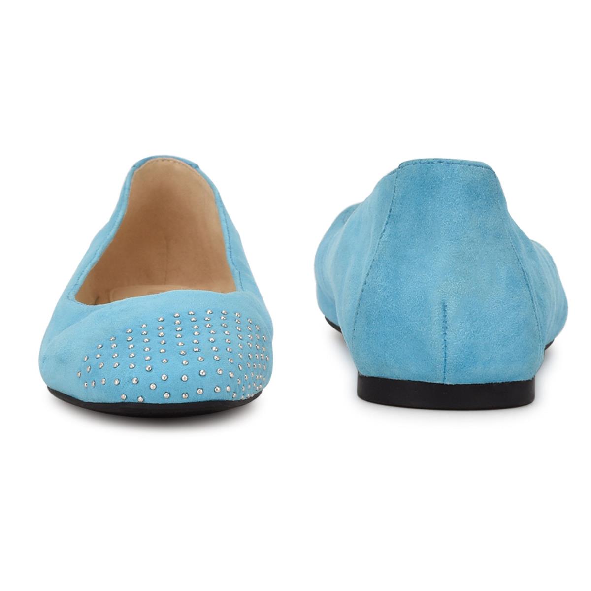 Ballerine Nine West Aloha Studded Square-Embout Femme Bleu Clair | 3915XPJAW