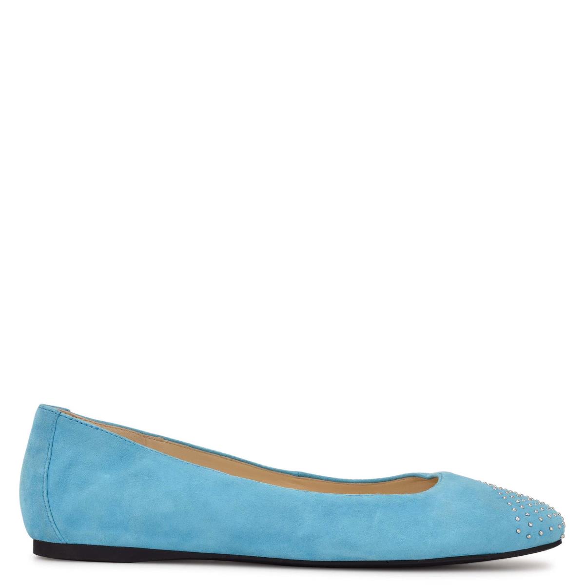 Ballerine Nine West Aloha Studded Square-Embout Femme Bleu Clair | 3915XPJAW