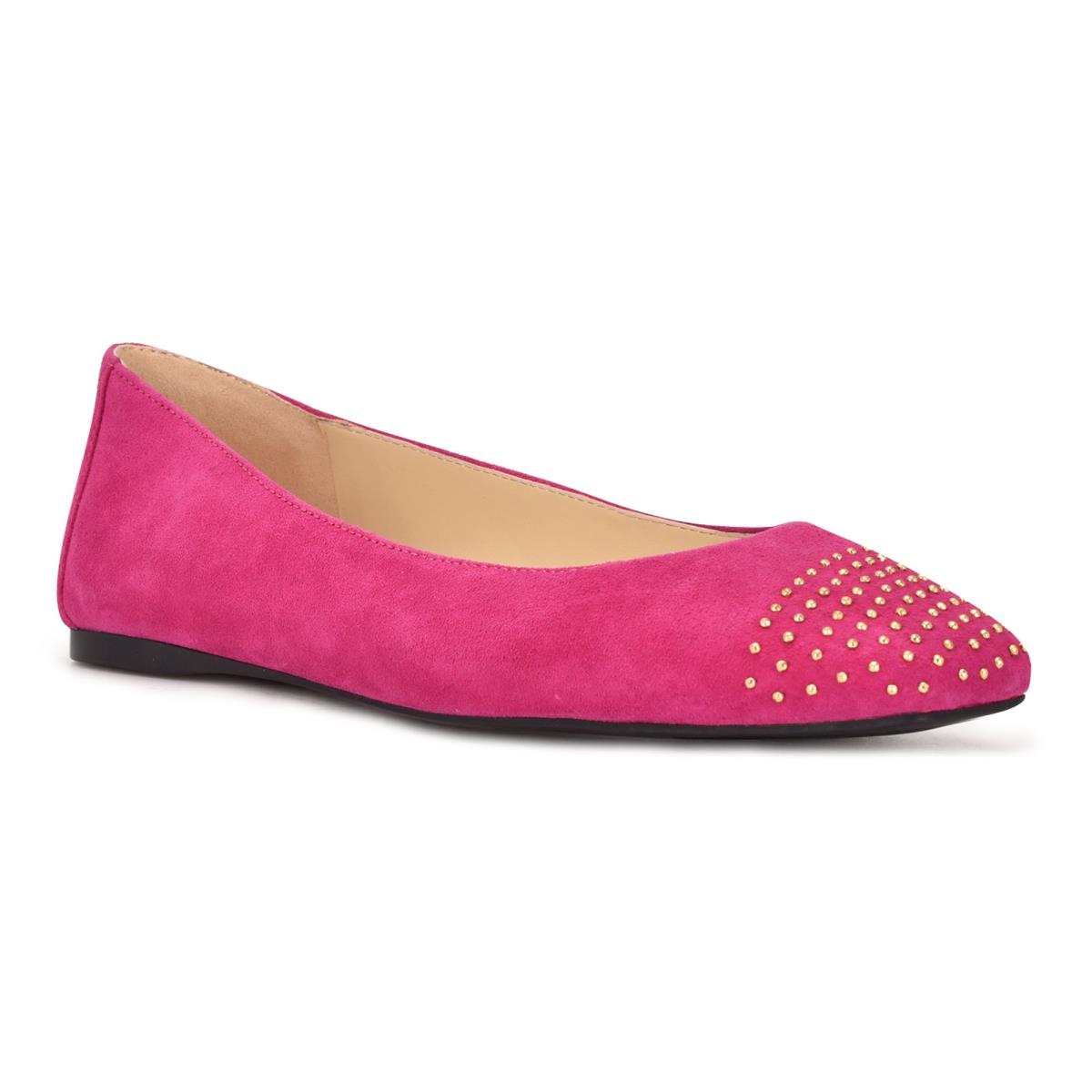 Ballerine Nine West Aloha Studded Square-Embout Femme Rose | 7015FDHSQ