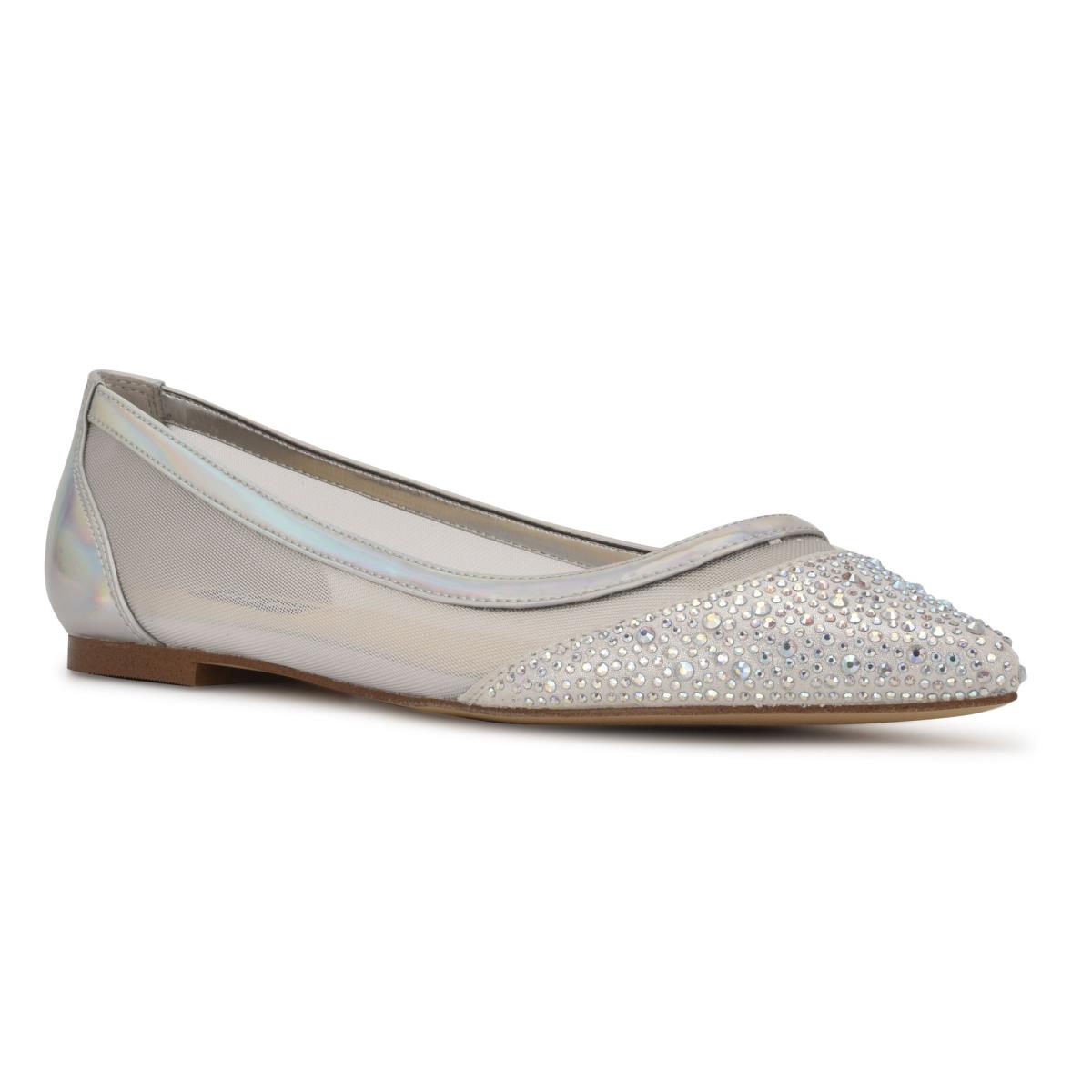 Ballerine Nine West Bogus Pointy Embout Femme Beige Argent | 4273XSQEL