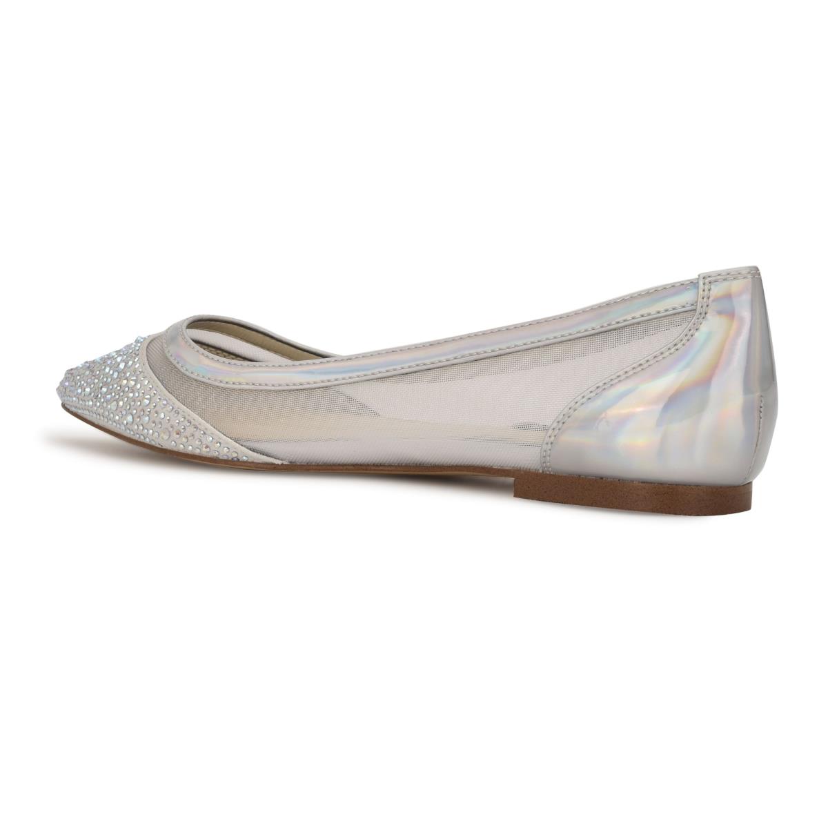 Ballerine Nine West Bogus Pointy Embout Femme Beige Argent | 4273XSQEL