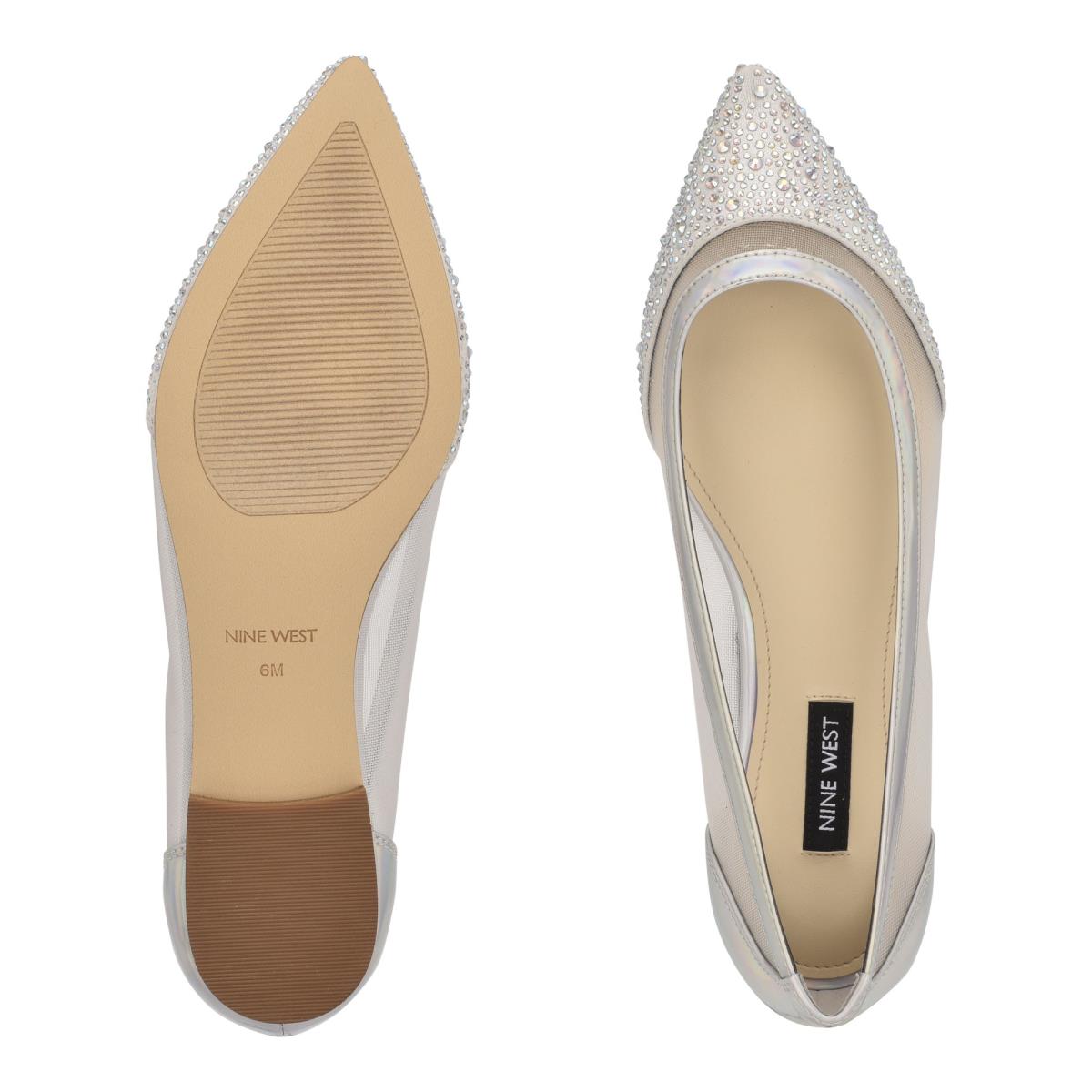 Ballerine Nine West Bogus Pointy Embout Femme Beige Argent | 4273XSQEL