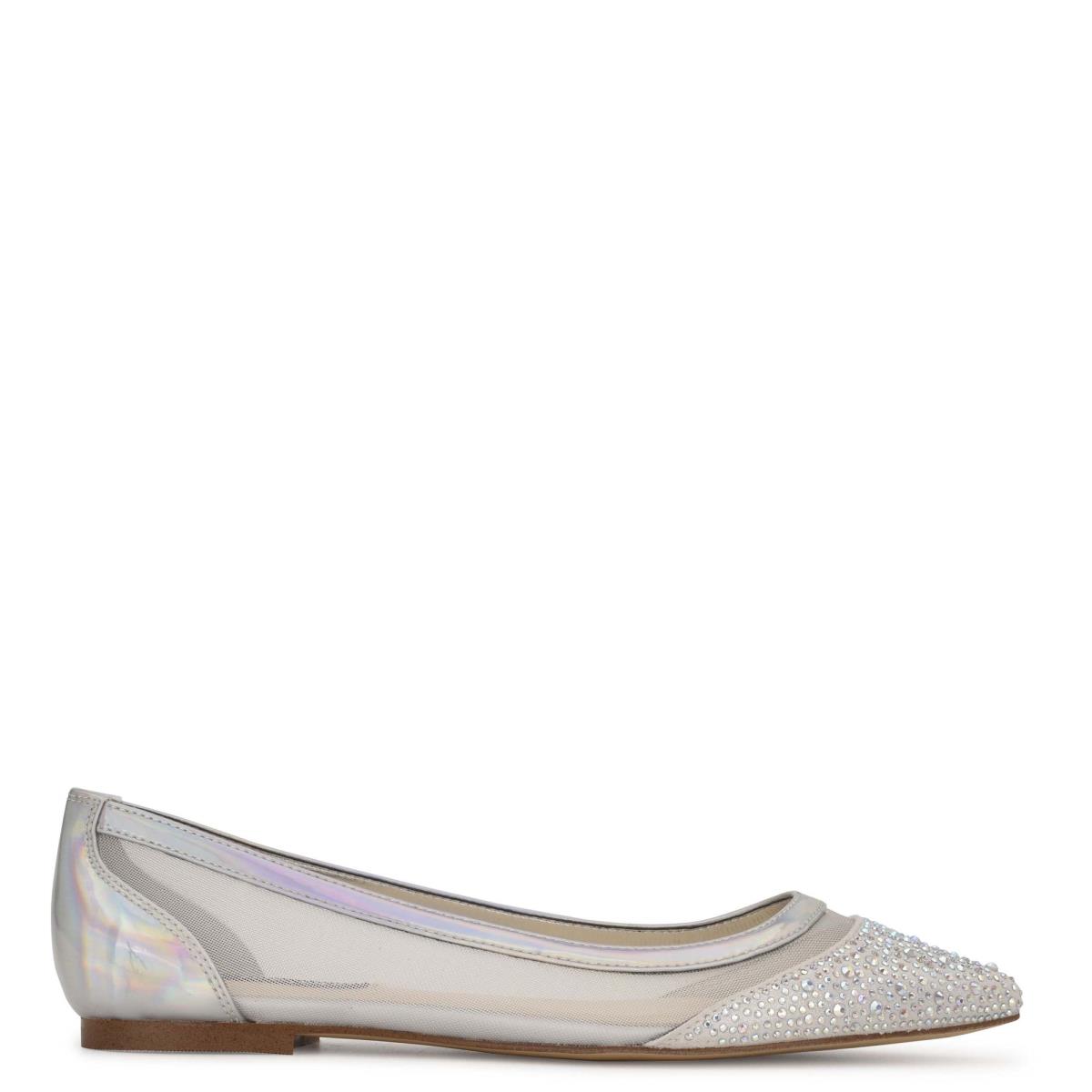 Ballerine Nine West Bogus Pointy Embout Femme Beige Argent | 4273XSQEL