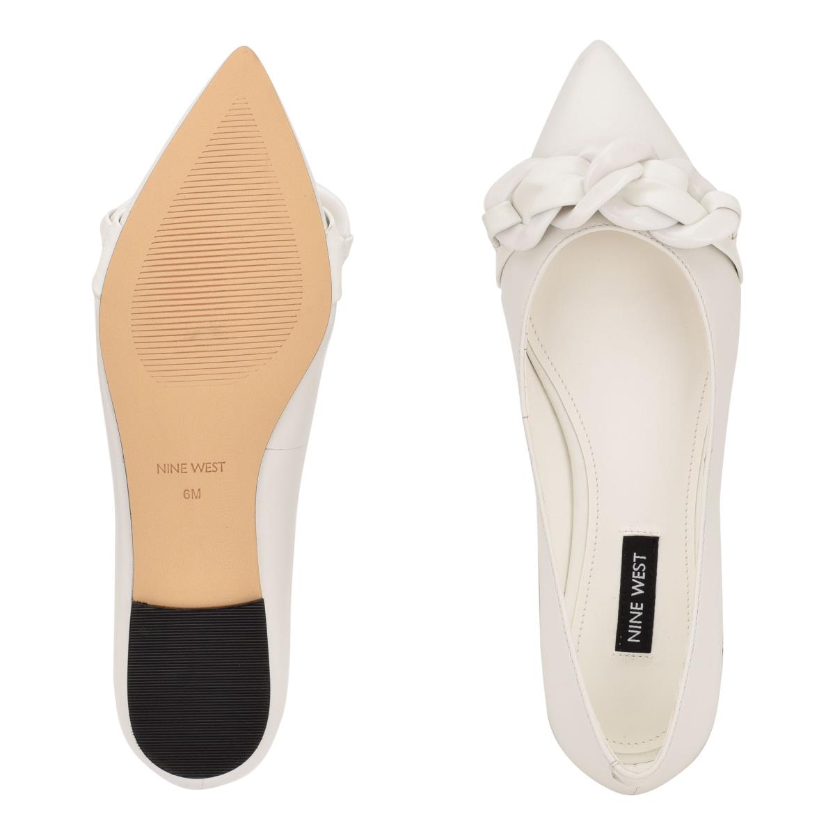 Ballerine Nine West Buyme Pointy Embout Femme Blanche | 4318EQGDP