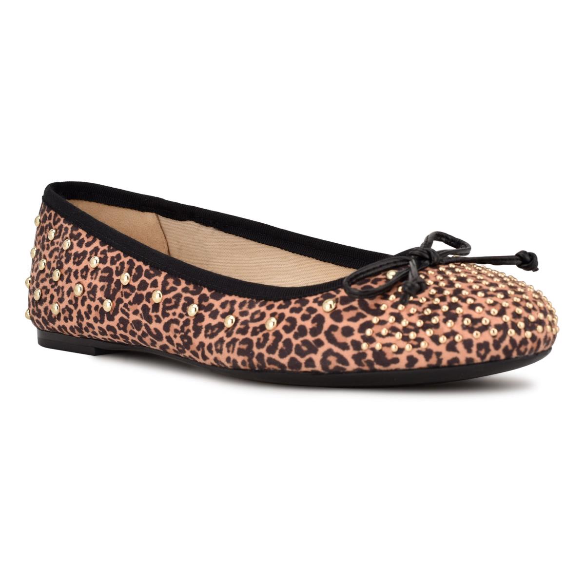 Ballerine Nine West Curvy Studded Ballet Femme Leopard Marron | 3597TYKCN