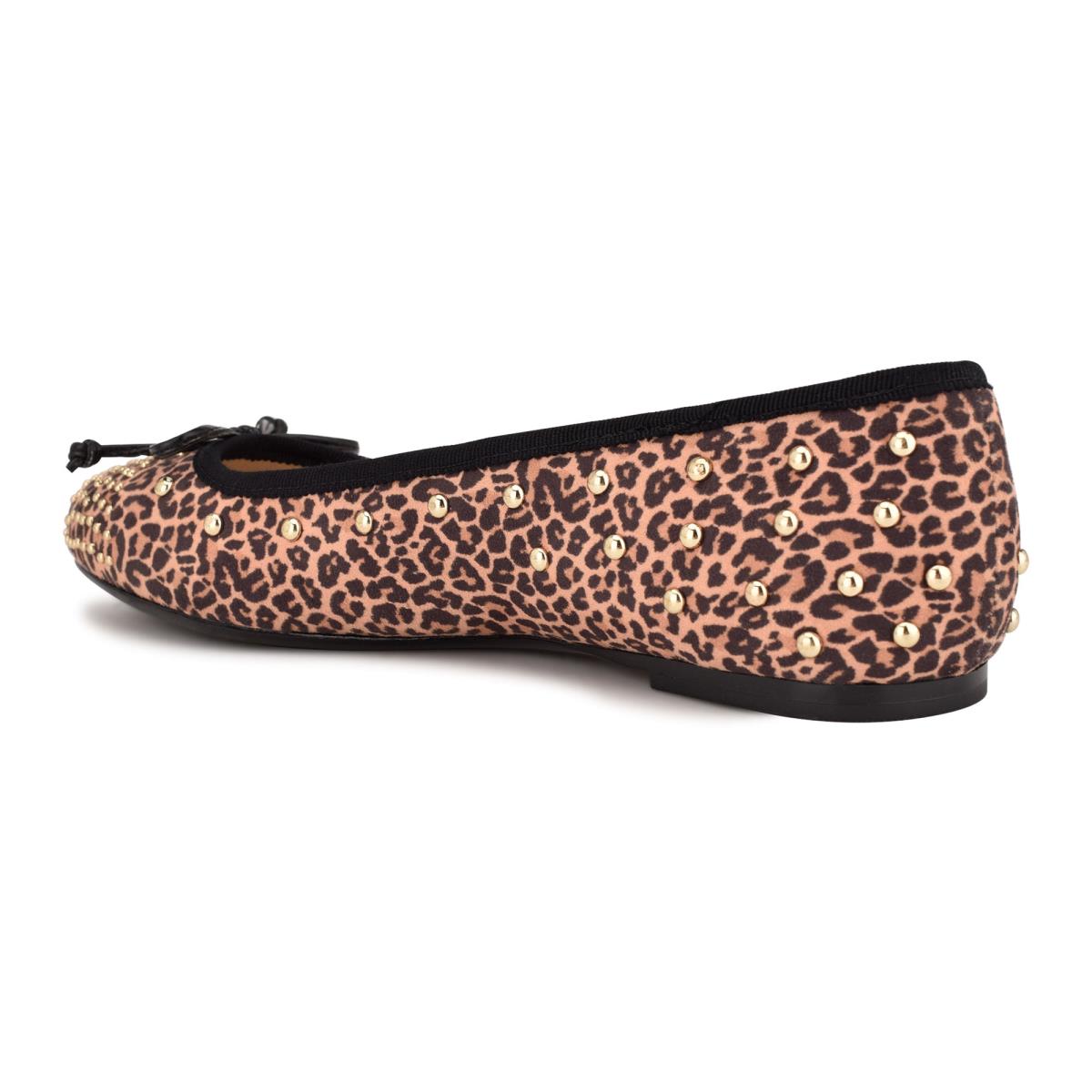 Ballerine Nine West Curvy Studded Ballet Femme Leopard Marron | 3597TYKCN