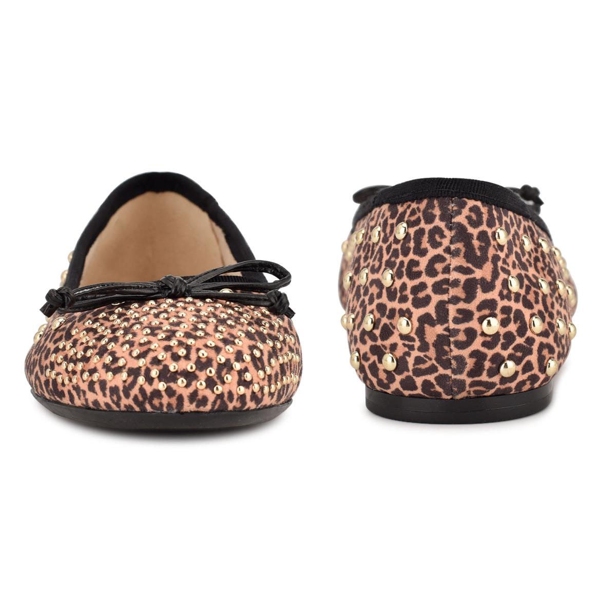 Ballerine Nine West Curvy Studded Ballet Femme Leopard Marron | 3597TYKCN