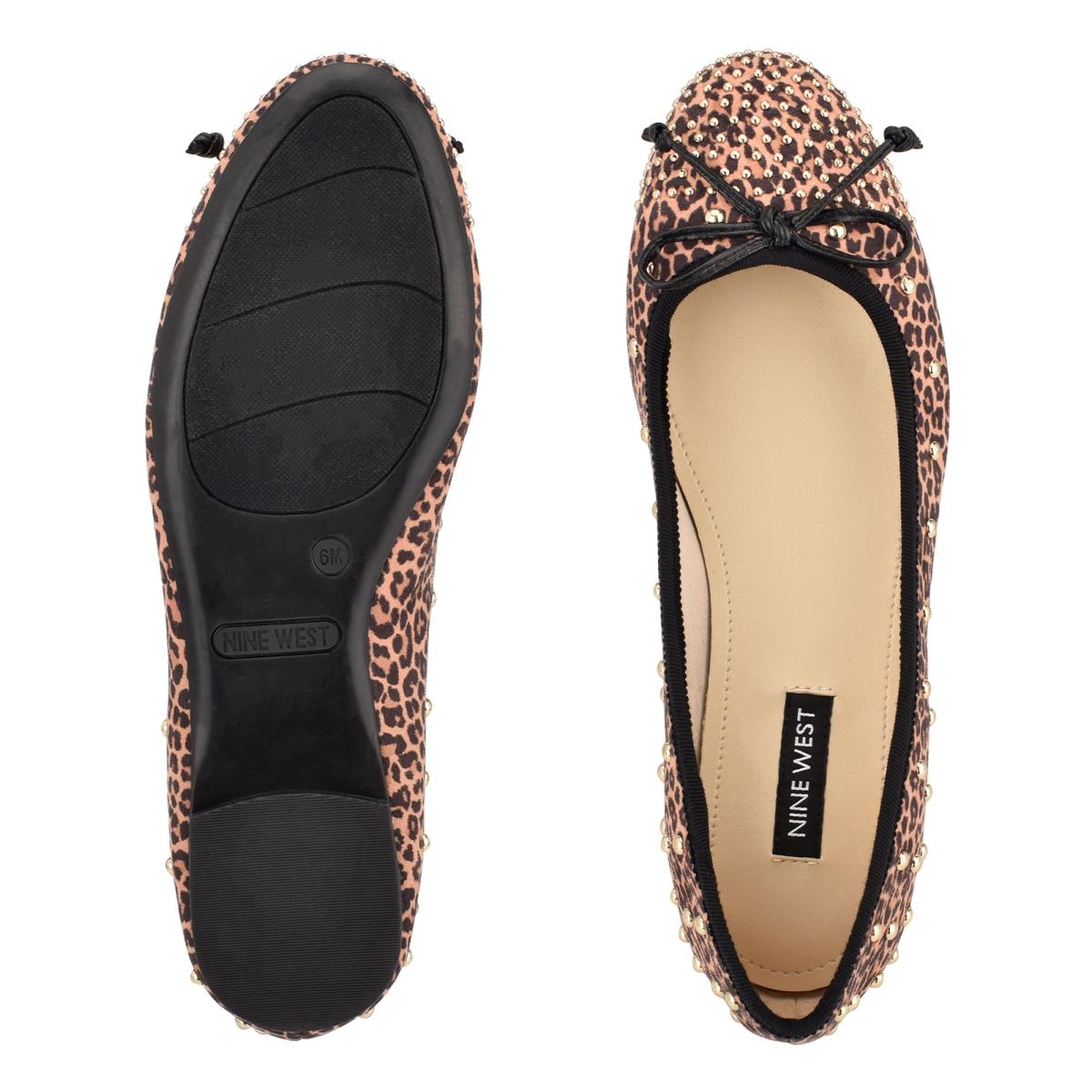 Ballerine Nine West Curvy Studded Ballet Femme Leopard Marron | 3597TYKCN