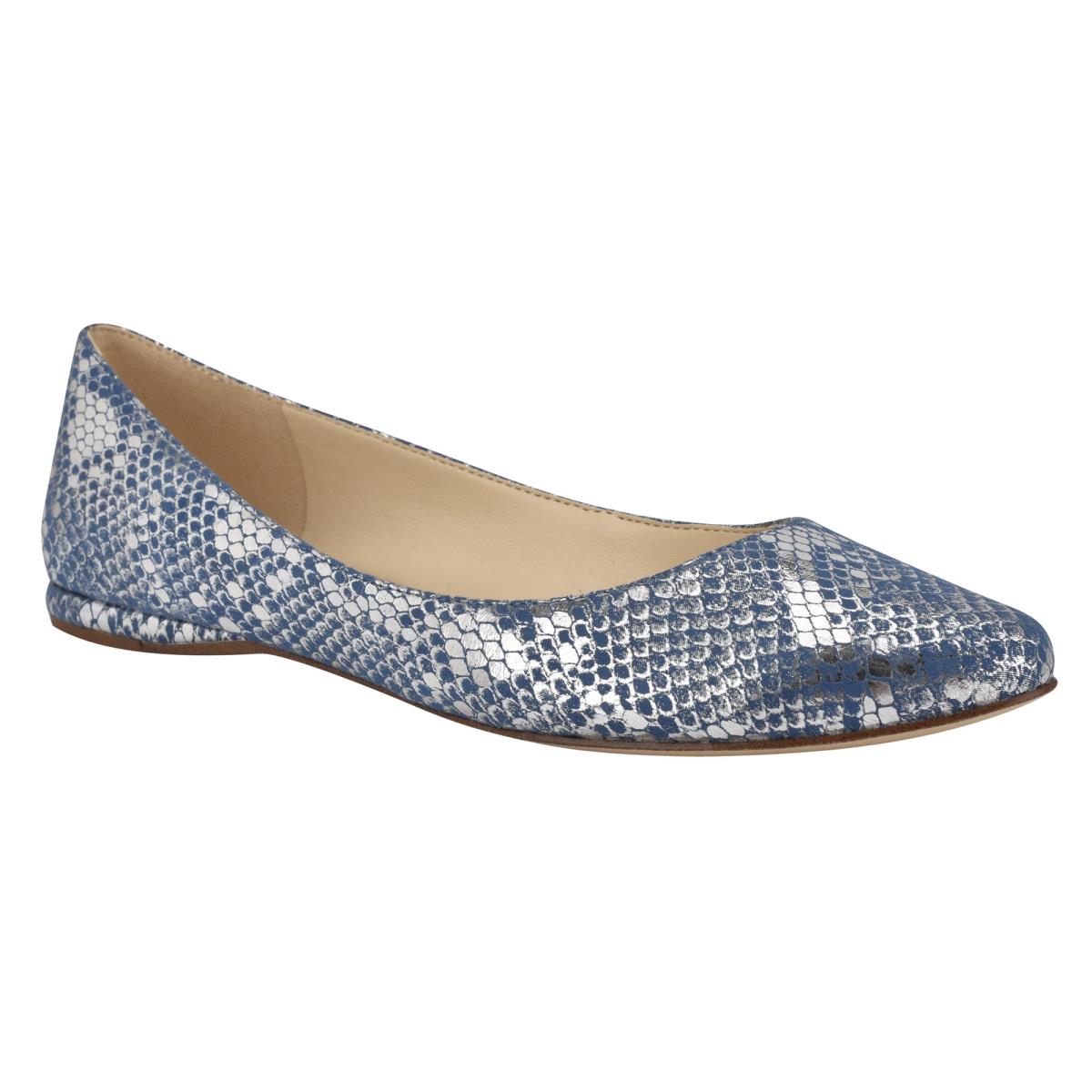 Ballerine Nine West Speakup Almond Embout Femme Bleu Serpent | 1389XQSVM