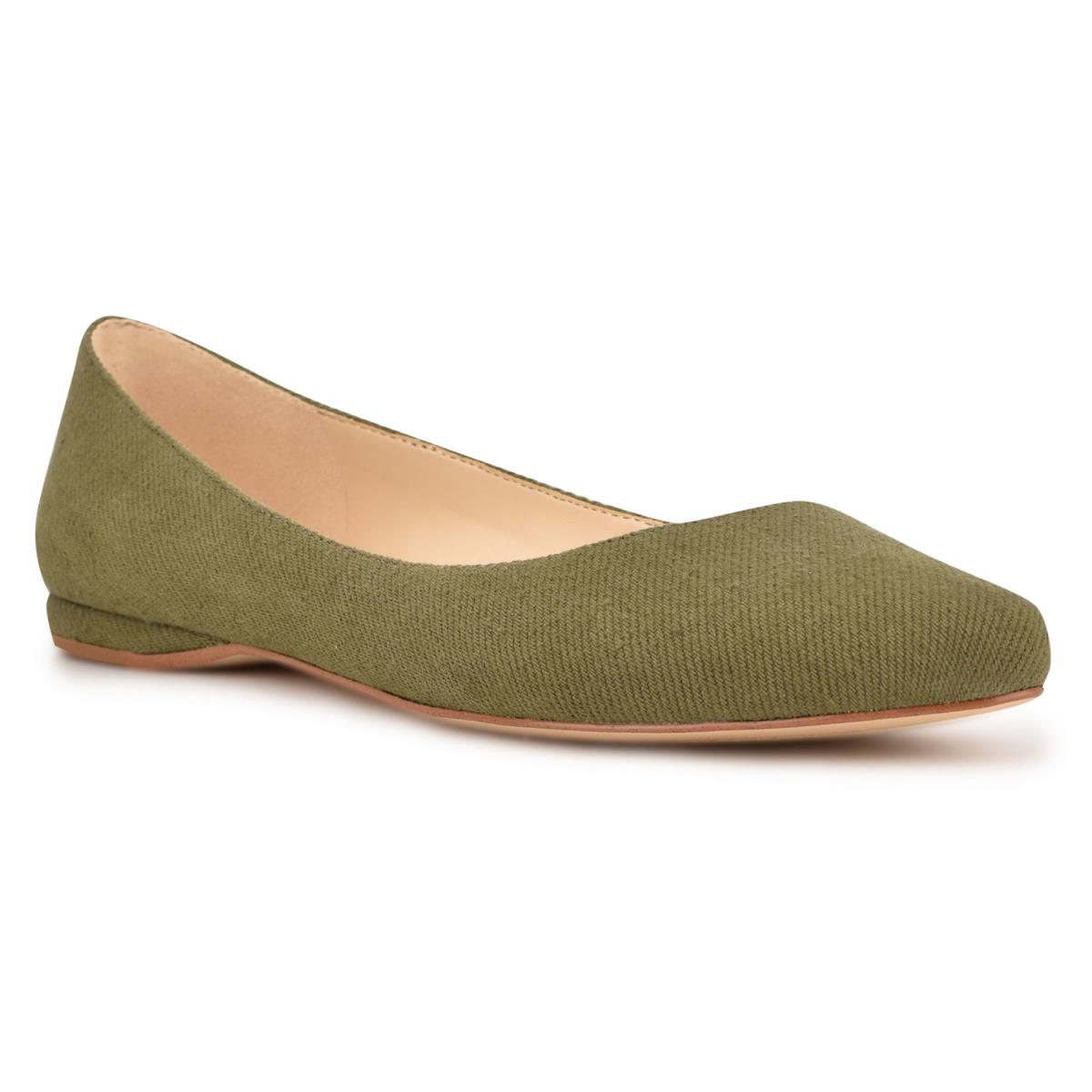 Ballerine Nine West Speakup Almond Embout Femme Vert Olive | 1586BIPOW