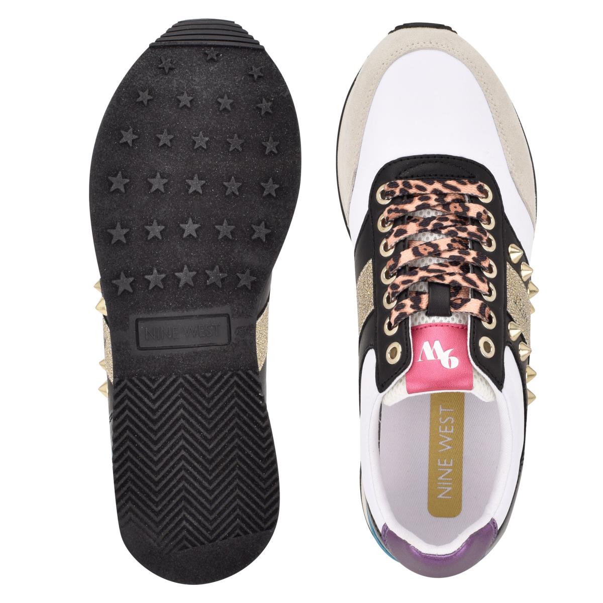 Baskets Nine West Bunnie Sneakers Femme Doré Blanche Noir | 9516OMSWD