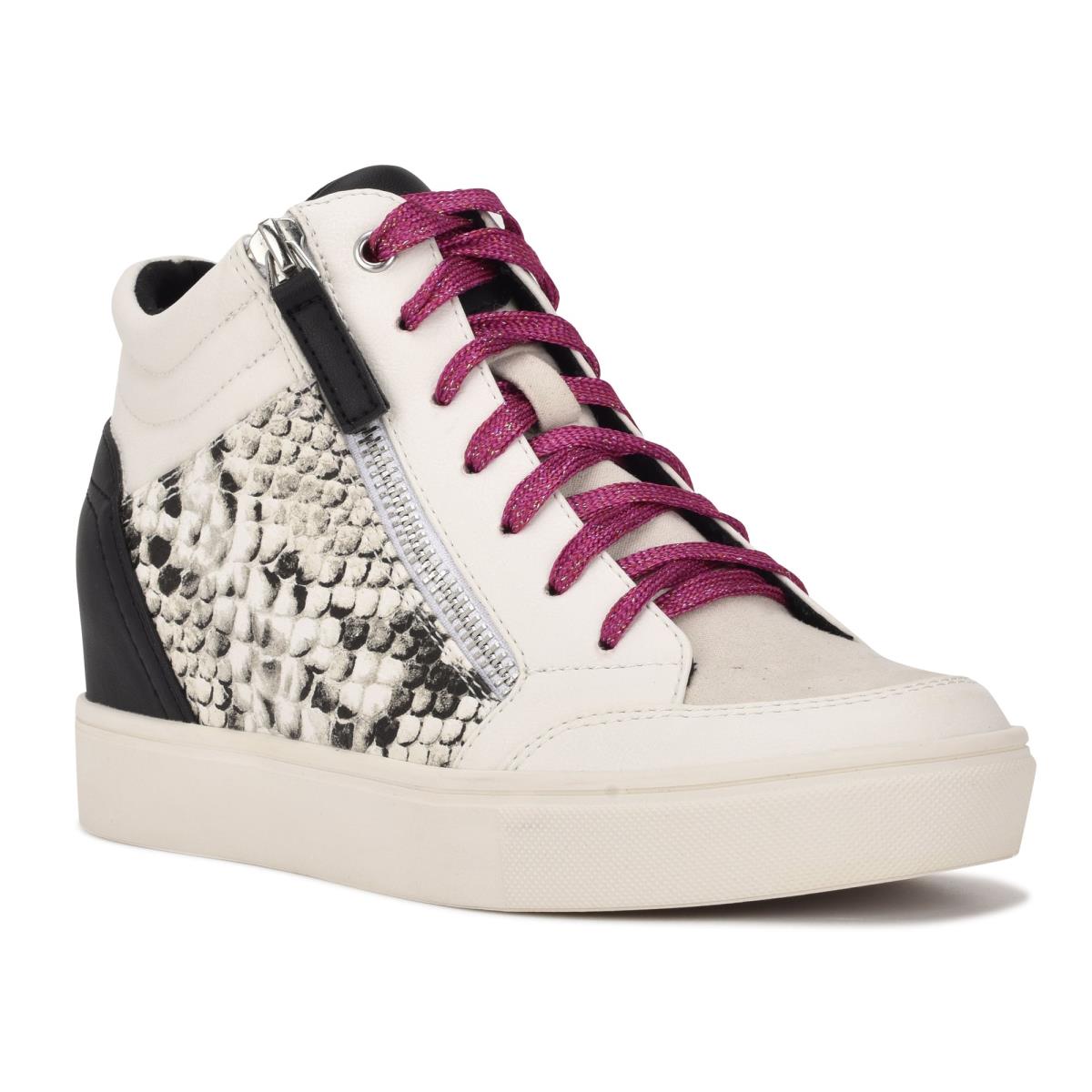 Baskets Nine West Tons High Top Hidden Wedge Sneakers Femme Blanche Serpent | 0759CJUVT