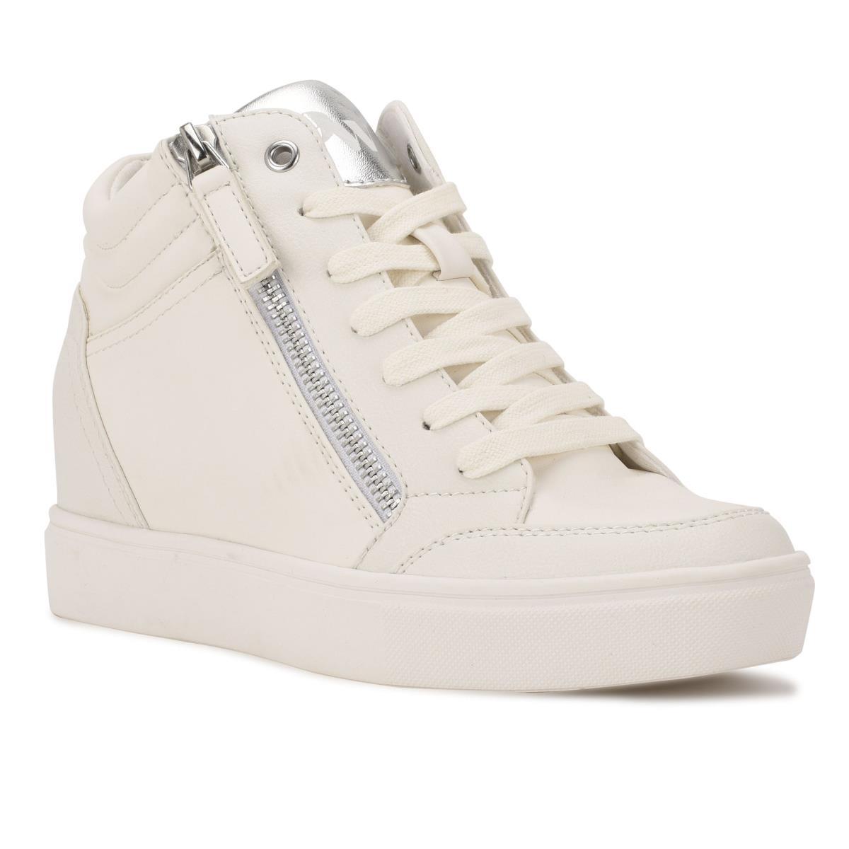 Baskets Nine West Tons High Top Hidden Wedge Sneakers Femme Blanche Argent | 2614GKZDR