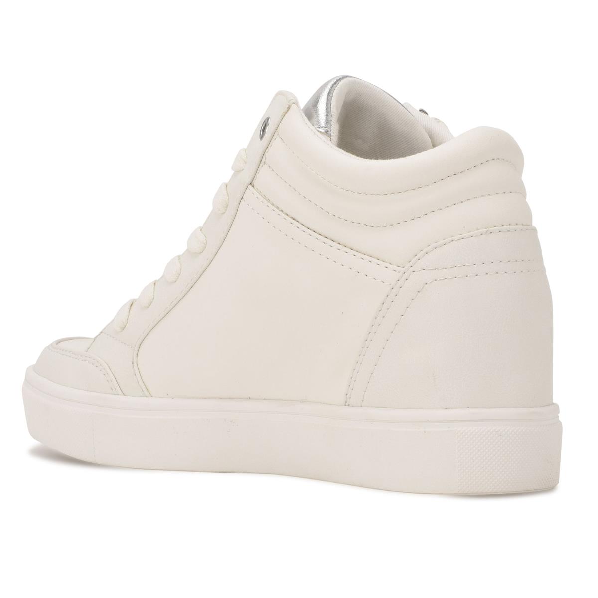 Baskets Nine West Tons High Top Hidden Wedge Sneakers Femme Blanche Argent | 2614GKZDR