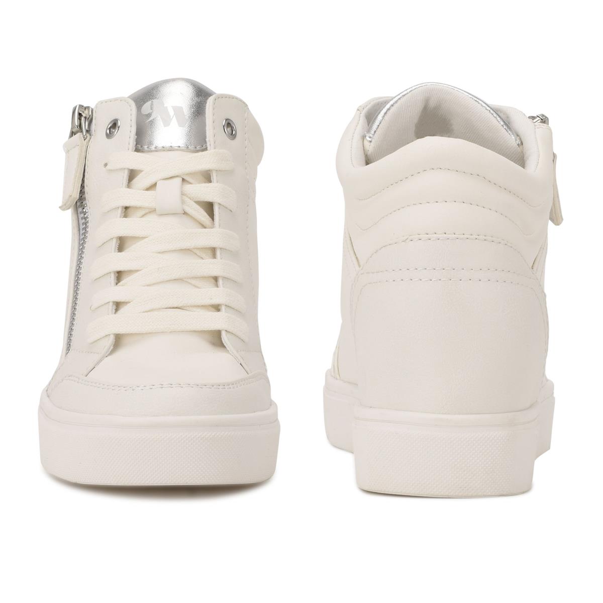 Baskets Nine West Tons High Top Hidden Wedge Sneakers Femme Blanche Argent | 2614GKZDR