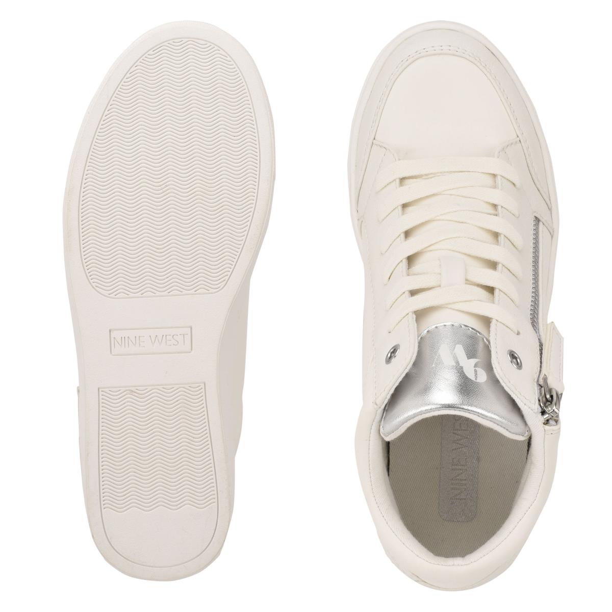 Baskets Nine West Tons High Top Hidden Wedge Sneakers Femme Blanche Argent | 2614GKZDR