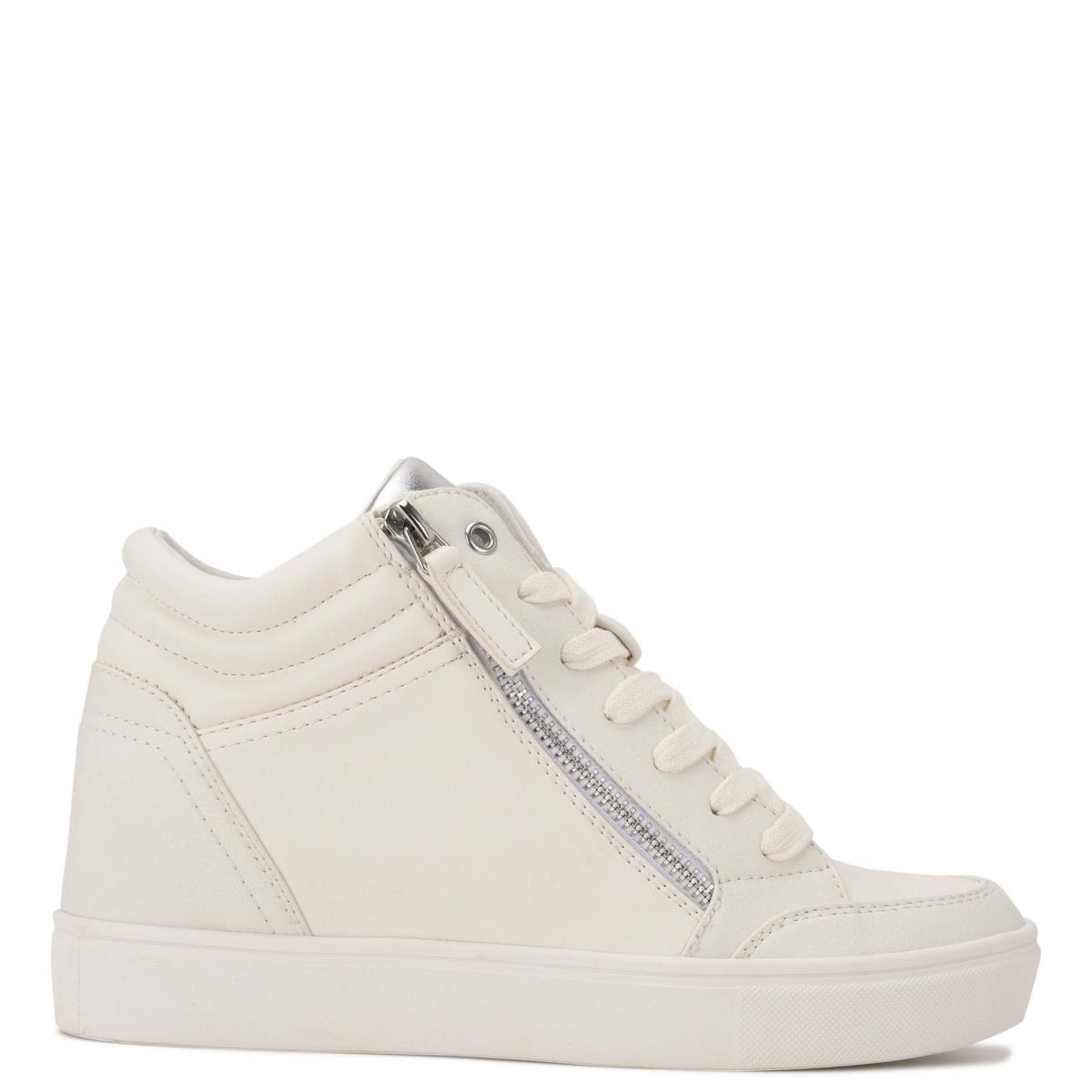 Baskets Nine West Tons High Top Hidden Wedge Sneakers Femme Blanche Argent | 2614GKZDR