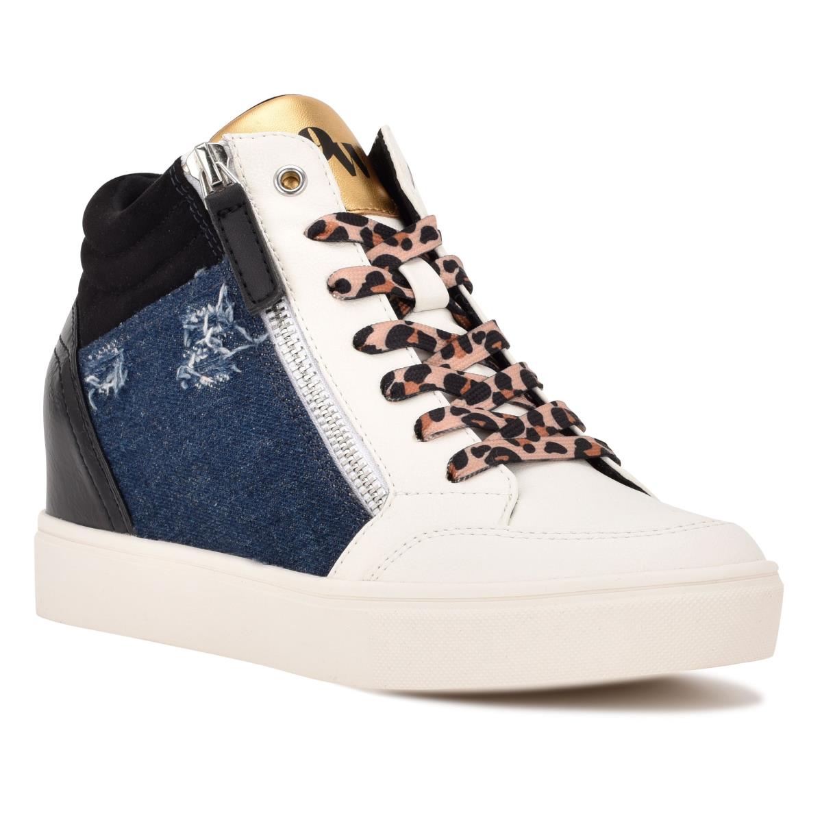 Baskets Nine West Tons High Top Hidden Wedge Sneakers Femme Noir Bleu | 4291ZUECX