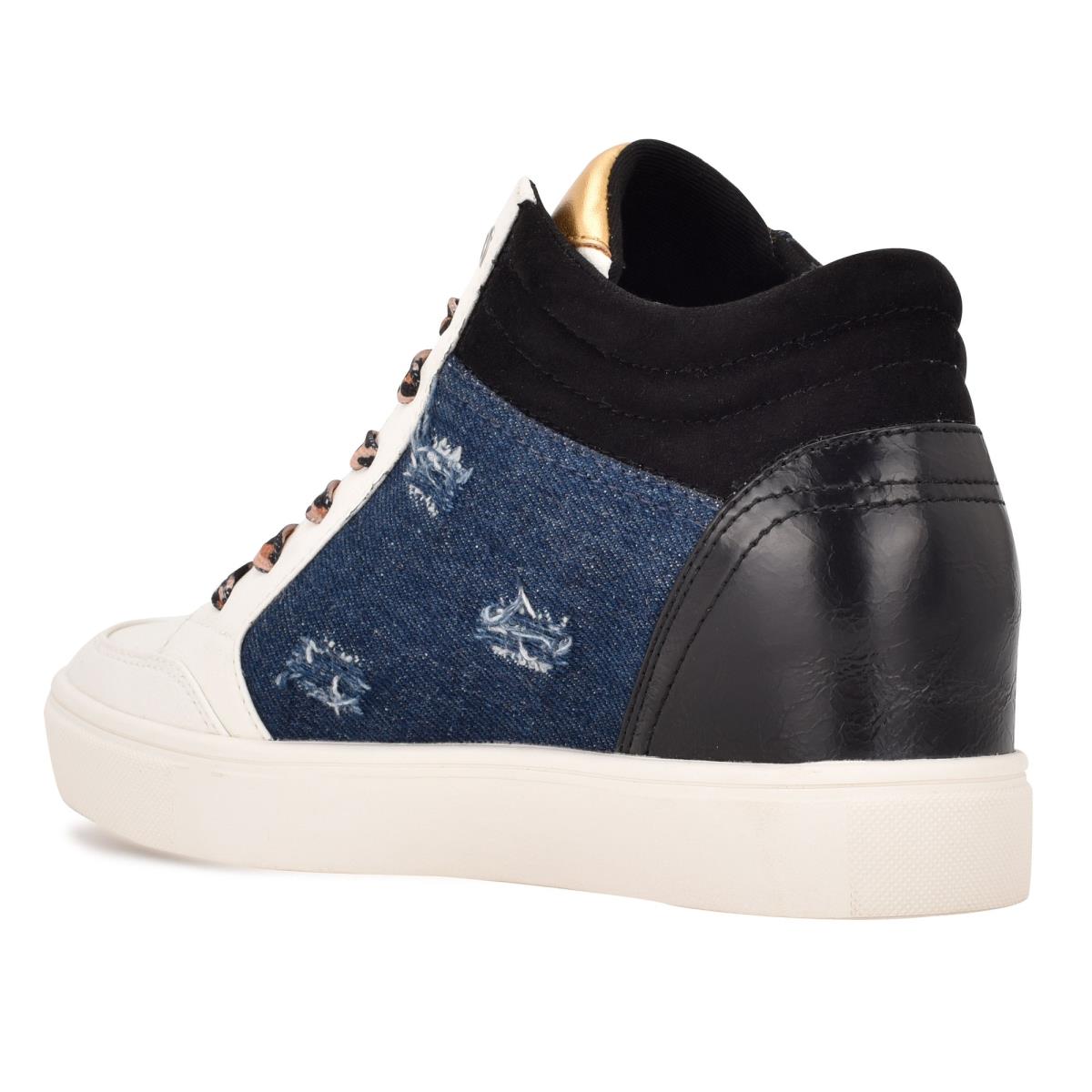 Baskets Nine West Tons High Top Hidden Wedge Sneakers Femme Noir Bleu | 4291ZUECX