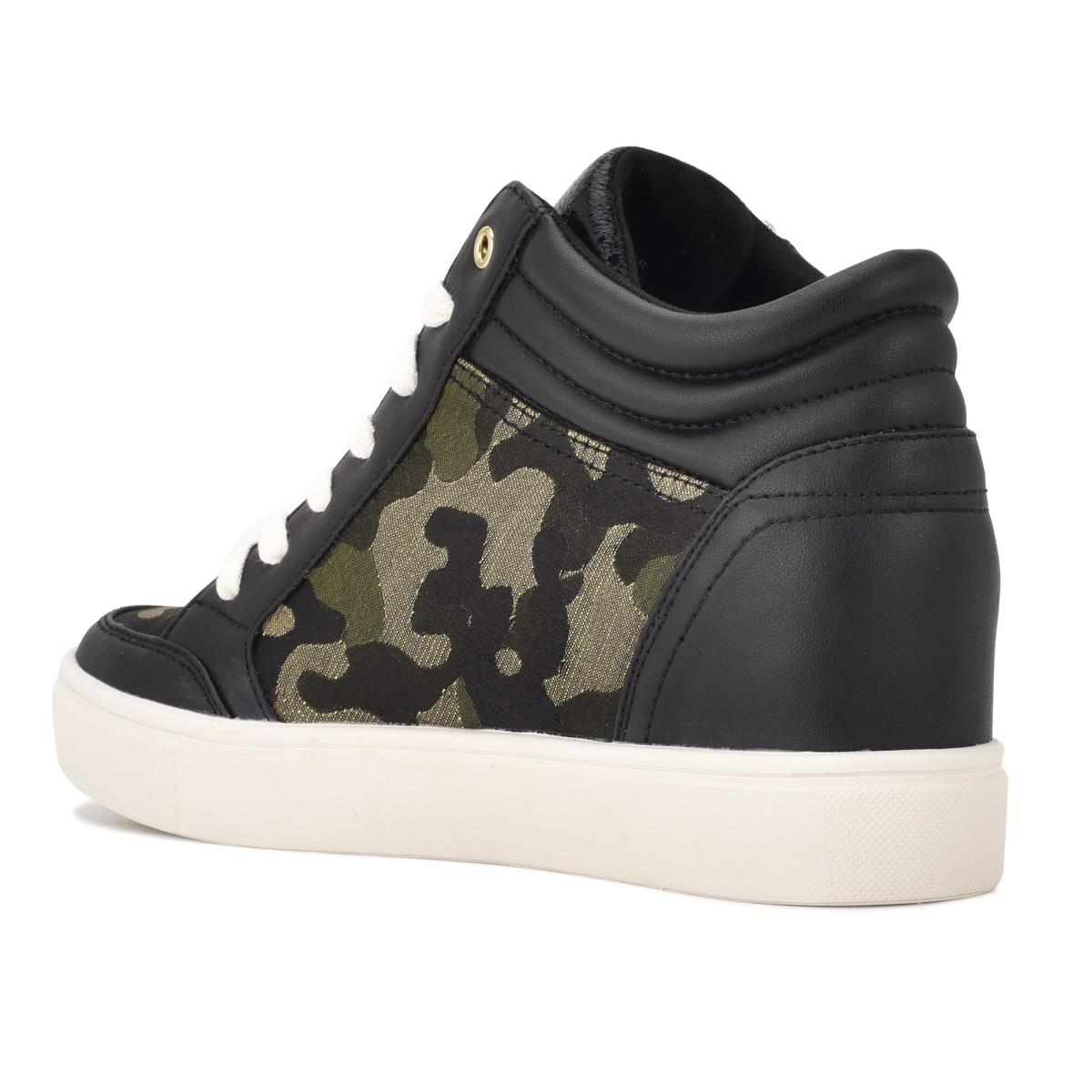 Baskets Nine West Tons High Top Hidden Wedge Sneakers Femme Noir Camouflage | 9235JQNIZ