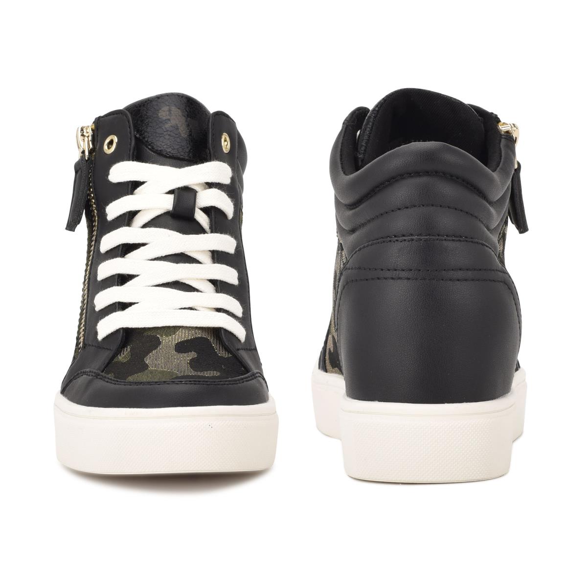 Baskets Nine West Tons High Top Hidden Wedge Sneakers Femme Noir Camouflage | 9235JQNIZ