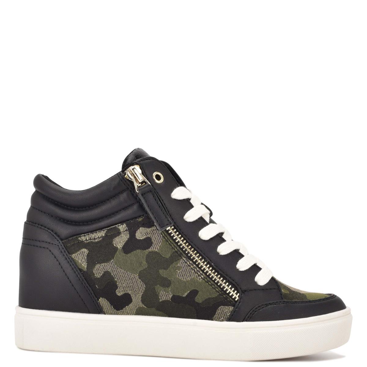 Baskets Nine West Tons High Top Hidden Wedge Sneakers Femme Noir Camouflage | 9235JQNIZ