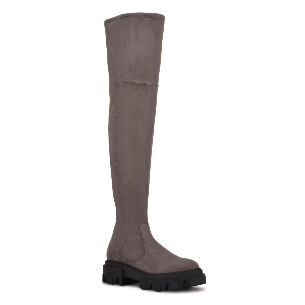 Bottes Nine West Cellie Over the Knee Lug Sole Femme Grise | 4789JCEFV