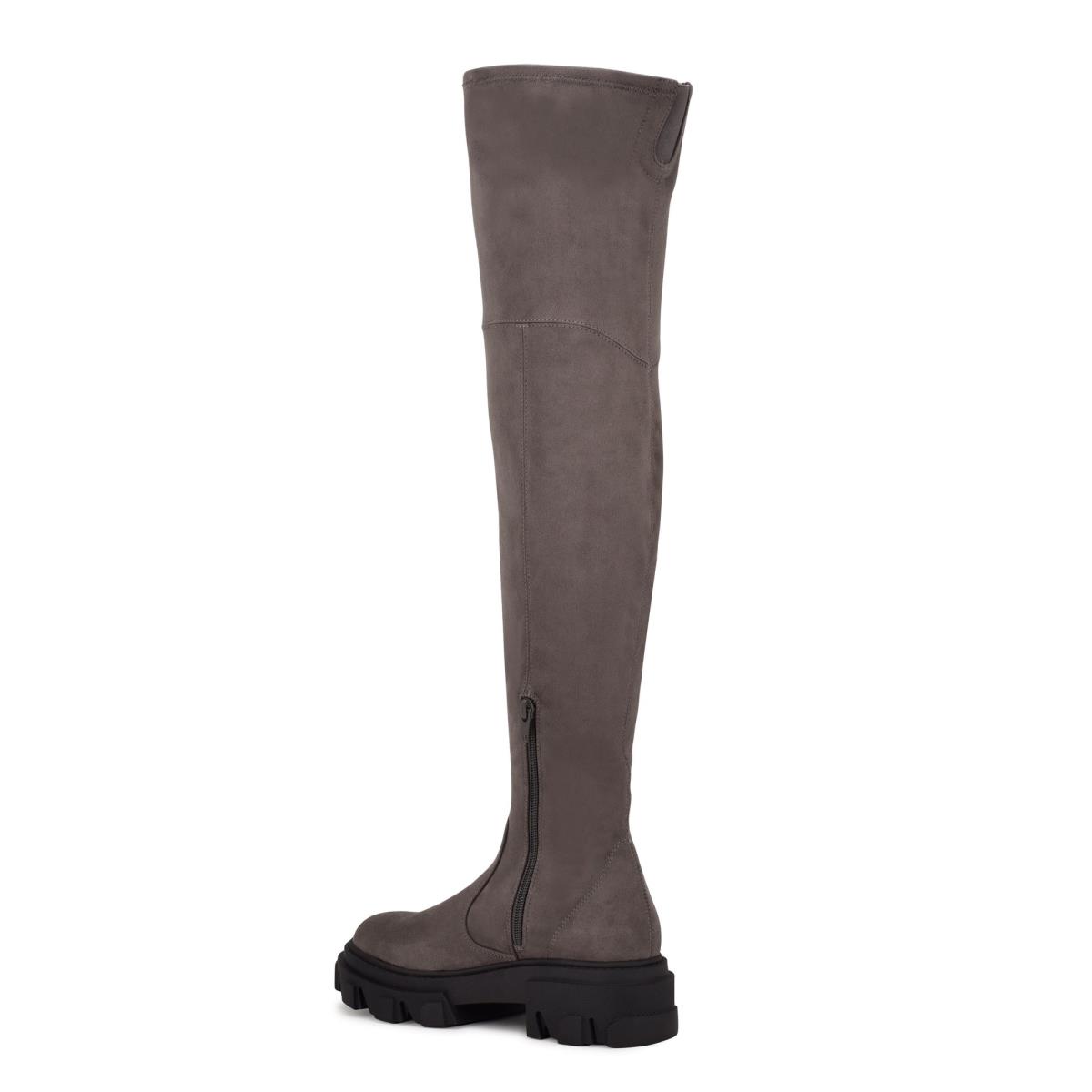 Bottes Nine West Cellie Over the Knee Lug Sole Femme Grise | 4789JCEFV