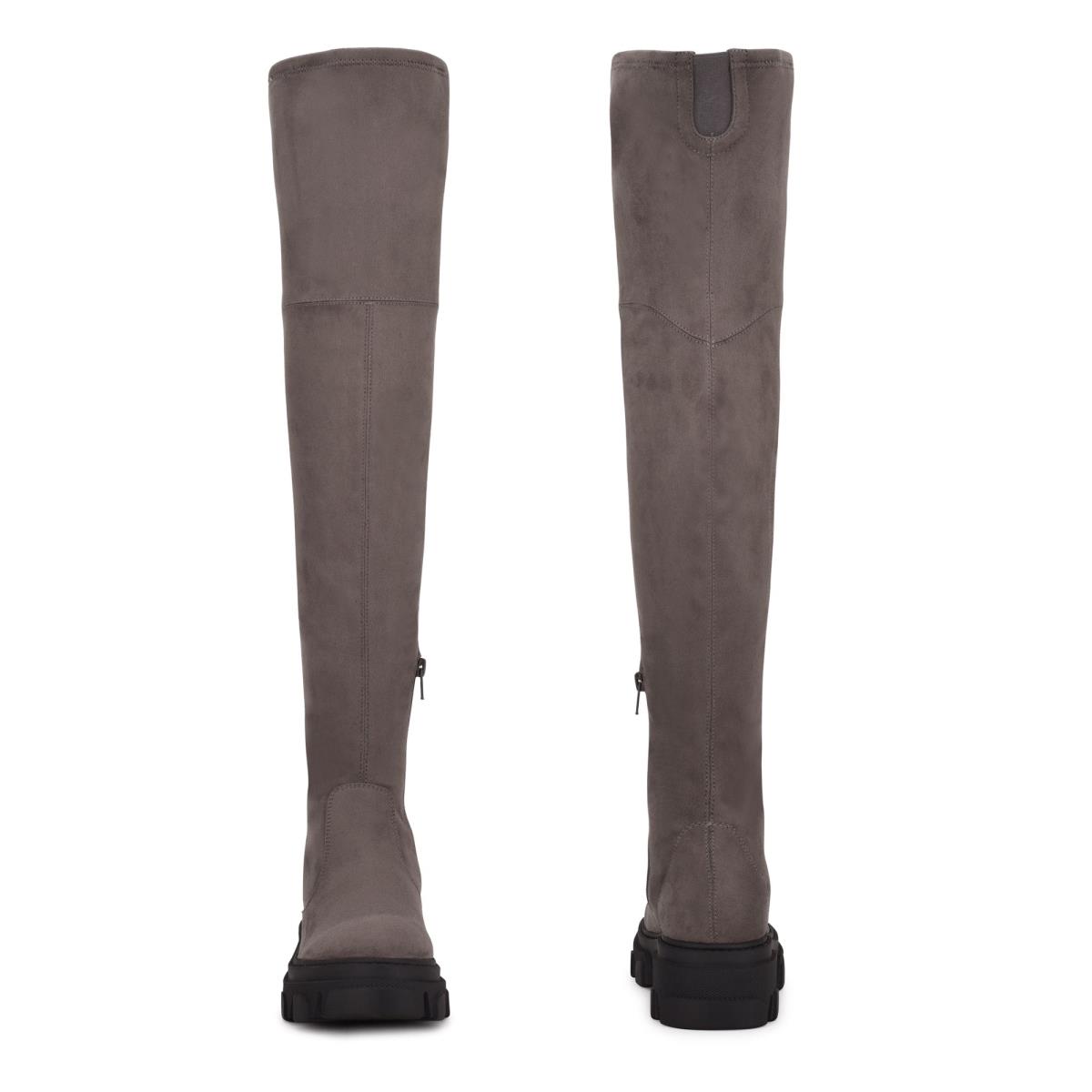 Bottes Nine West Cellie Over the Knee Lug Sole Femme Grise | 4789JCEFV