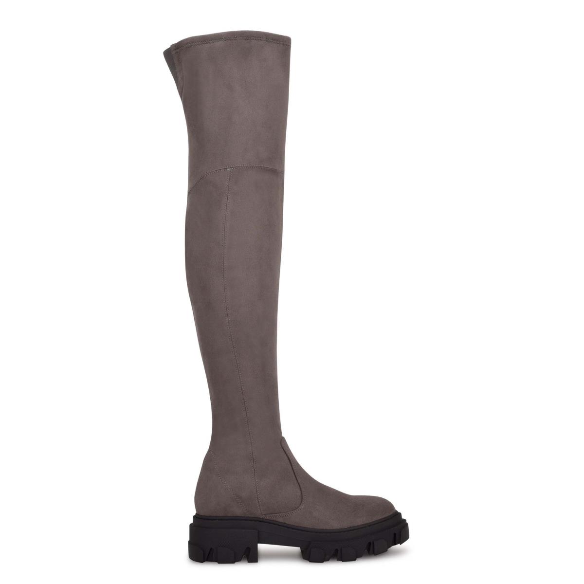 Bottes Nine West Cellie Over the Knee Lug Sole Femme Grise | 4789JCEFV