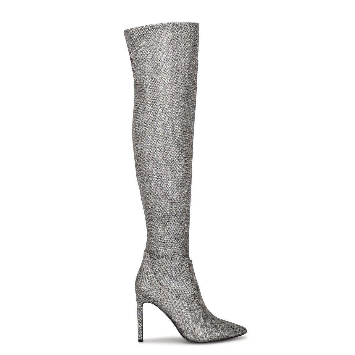 Bottes Nine West Tacy Over The Knee Femme Bleu Grise | 3186XUTZV