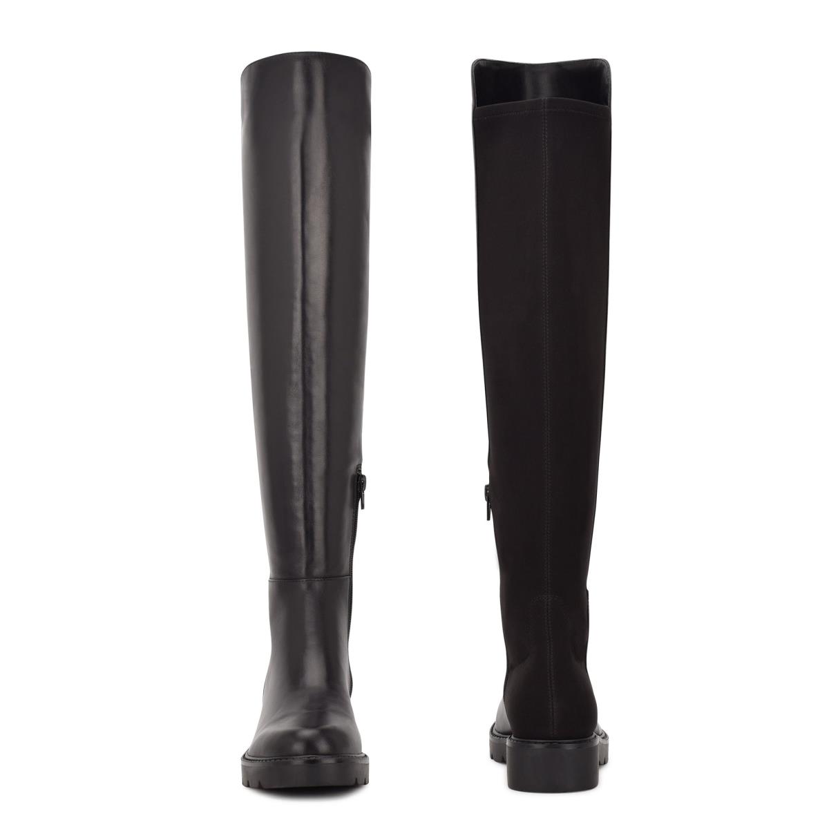 Bottes Nine West Tread Over The Knee Lug Sole Femme Noir | 7018JBICM