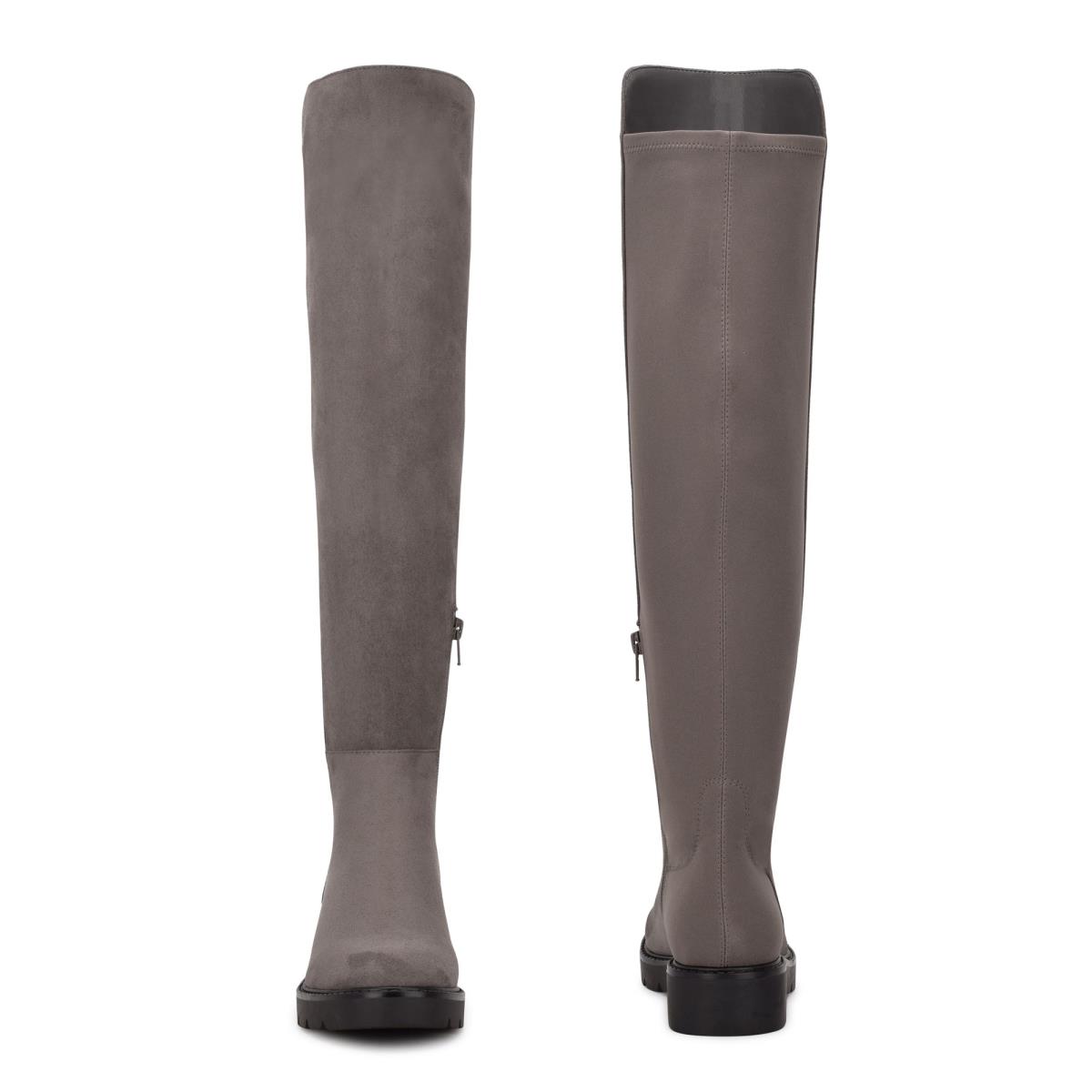 Bottes Nine West Tread Over The Knee Lug Sole Femme Grise | 7506XPFLV