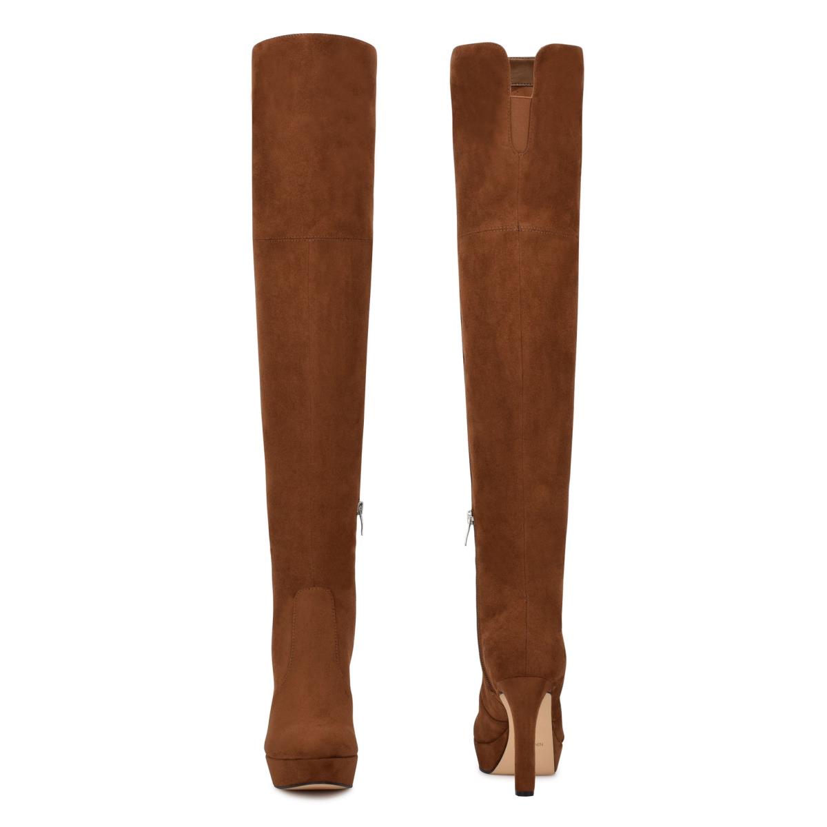 Bottes Plateforme Nine West Gotcha Larges Calf Over the Knee Femme Marron | 2174EXBNU