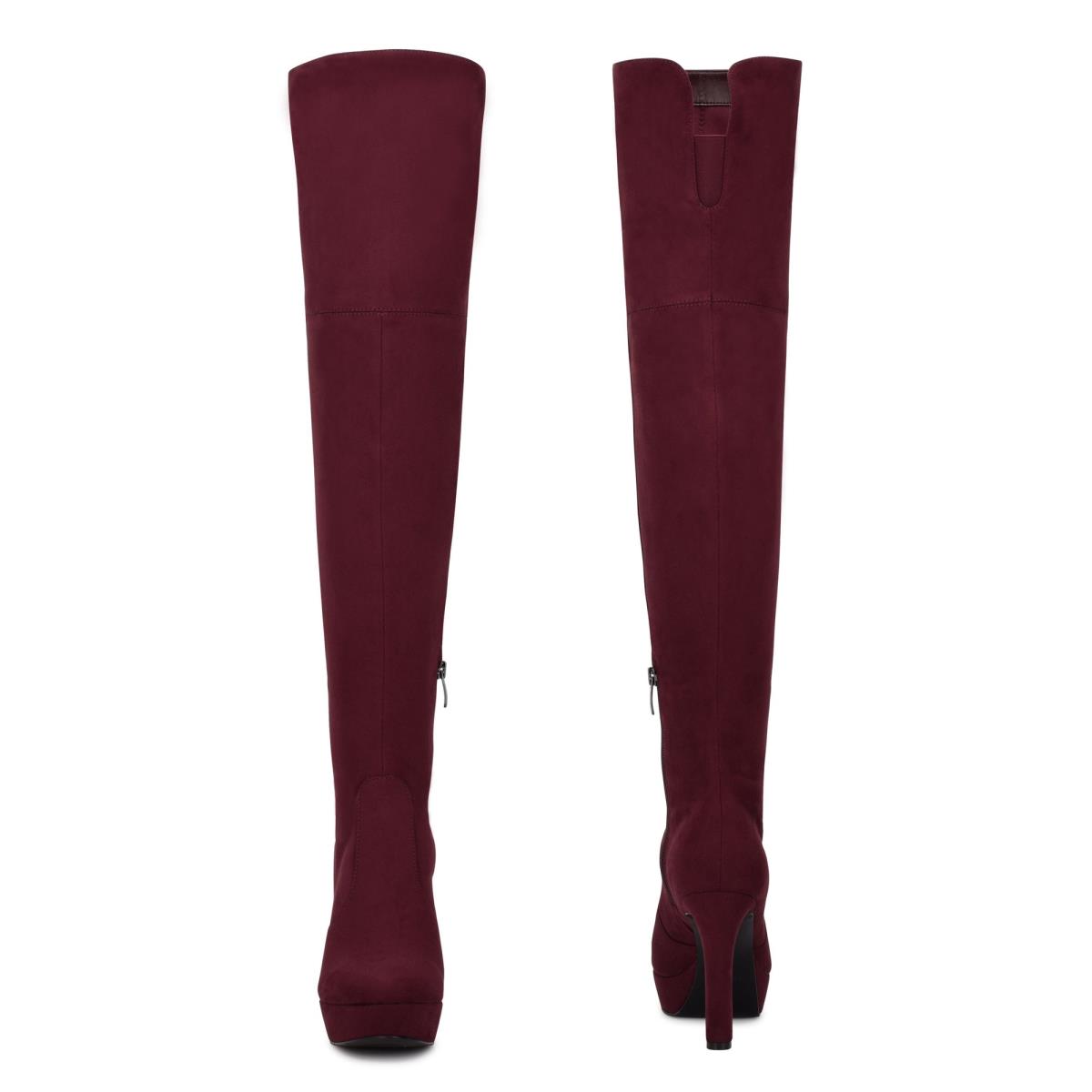 Bottes Plateforme Nine West Gotcha Larges Calf Over the Knee Femme Bordeaux | 8705ZQEFD