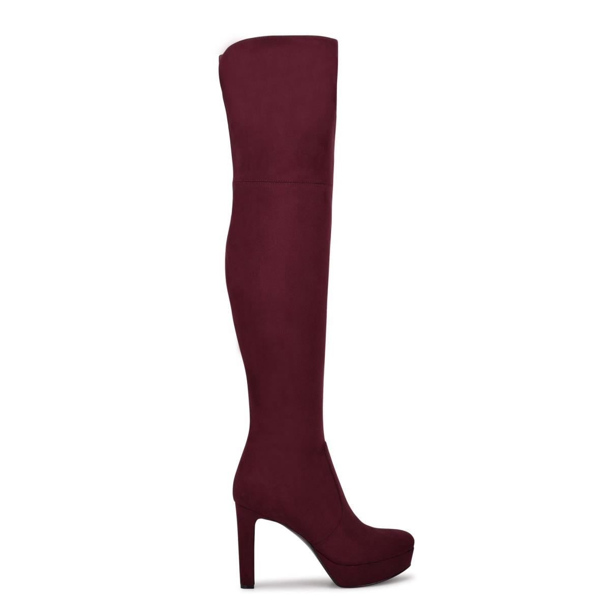 Bottes Plateforme Nine West Gotcha Larges Calf Over the Knee Femme Bordeaux | 8705ZQEFD