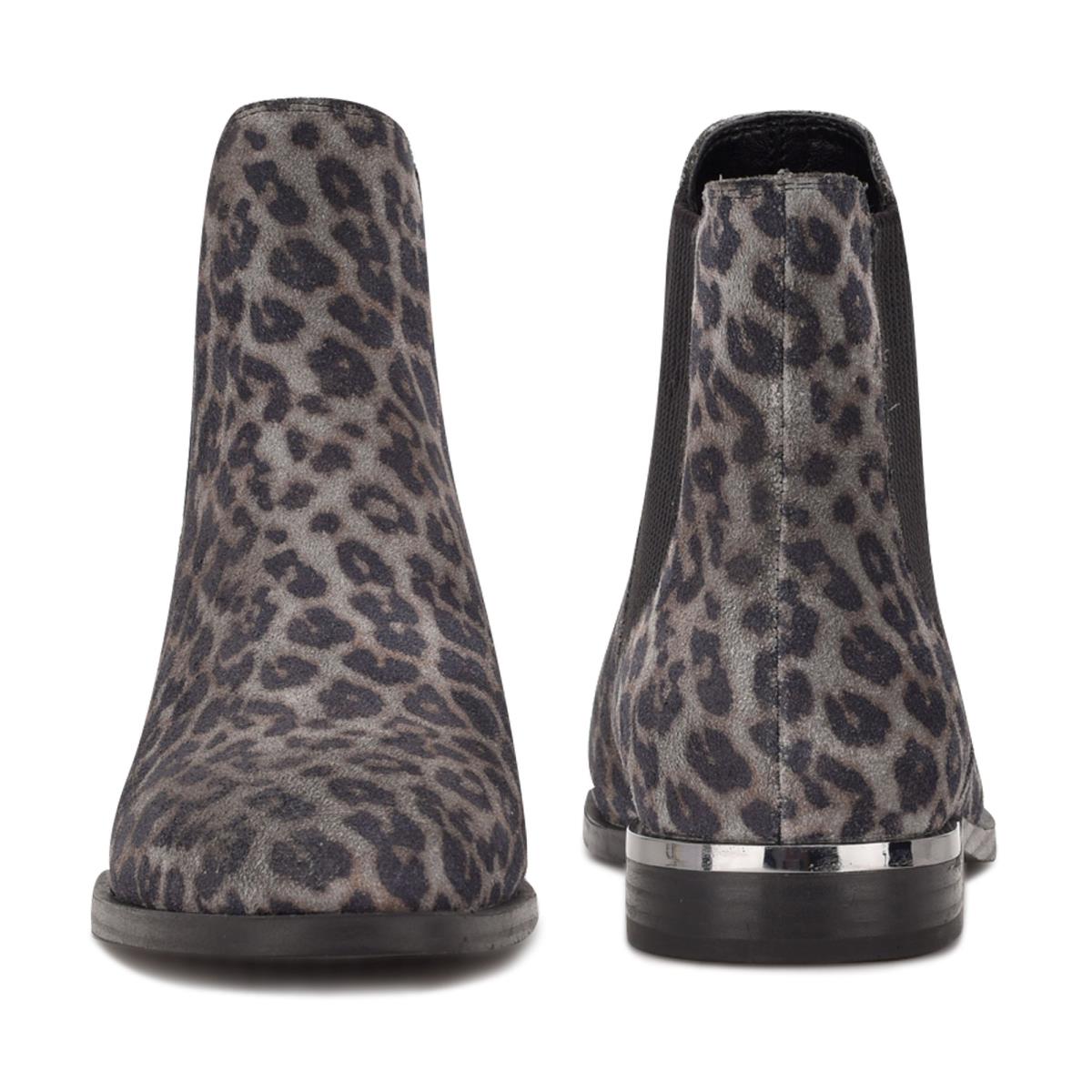 Bottines Nine West Agate Chelsea Femme Grise Leopard | 3962ACGMF