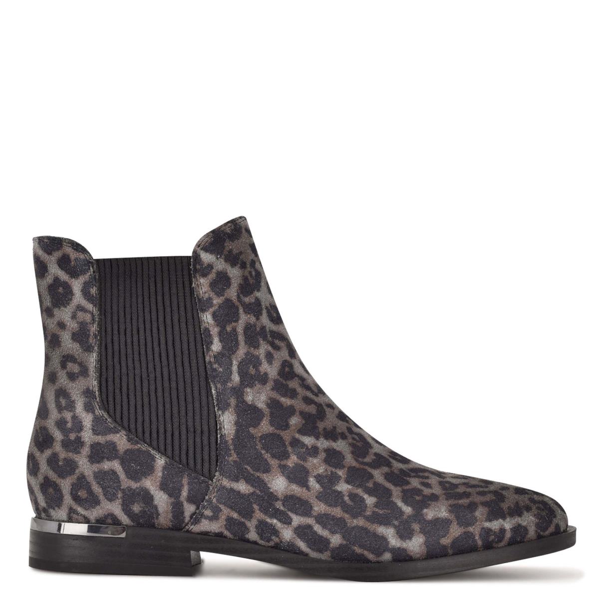 Bottines Nine West Agate Chelsea Femme Grise Leopard | 3962ACGMF