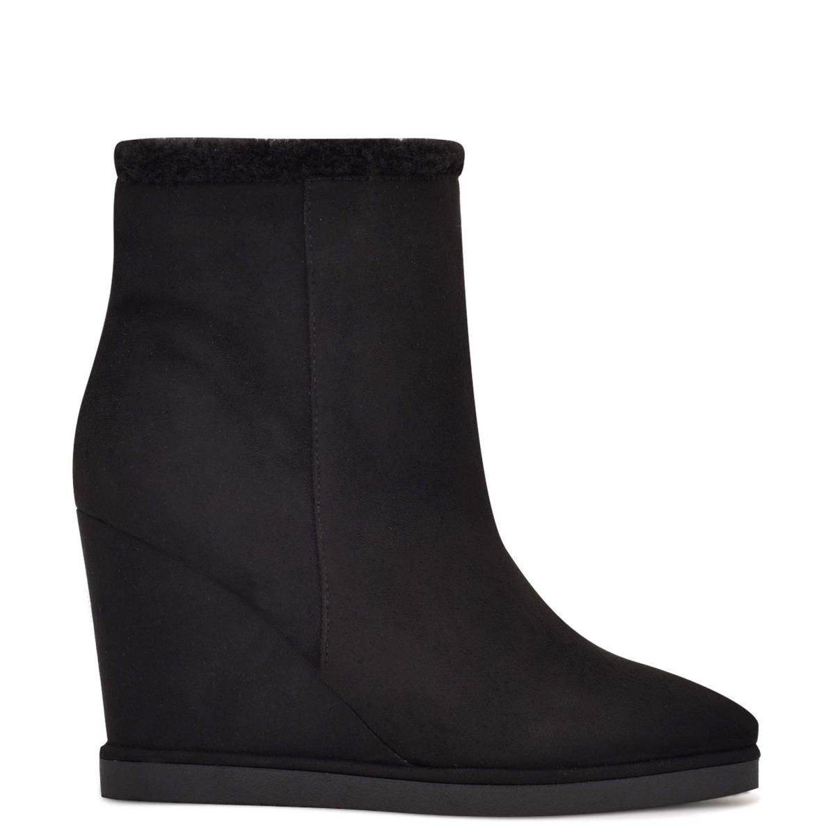 Bottines Nine West Apres Wedge Femme Noir | 5417AHDTV