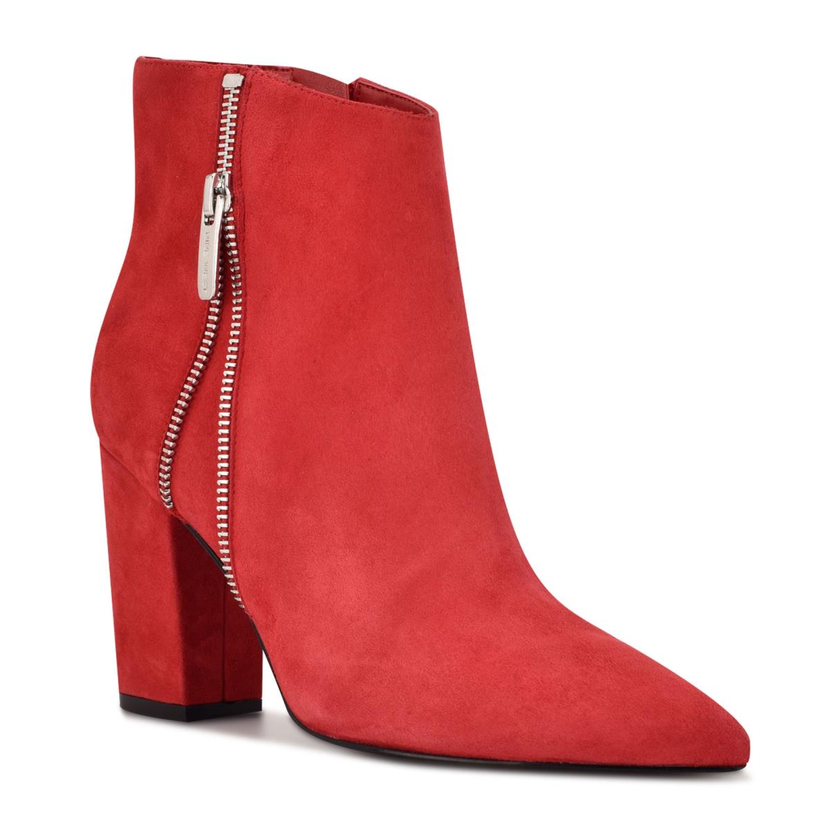 Bottines Nine West Glorya Talons Femme Rouge | 3459GKJTR