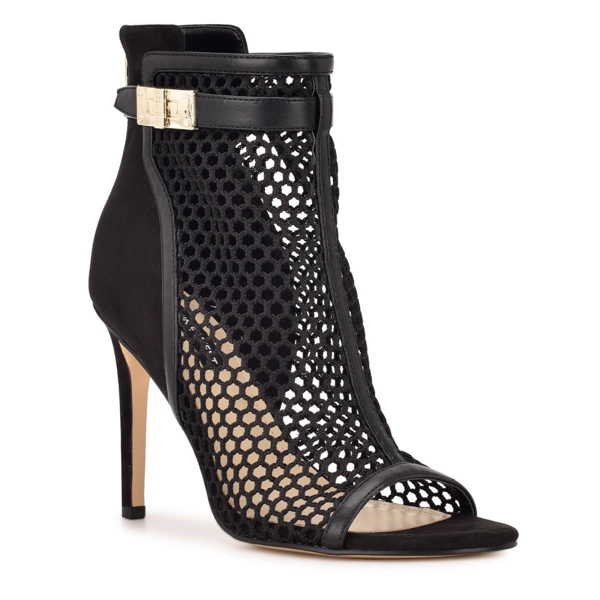 Bottines Nine West Ididit Mesh Peep Embout Femme Noir | 4321GHYLP