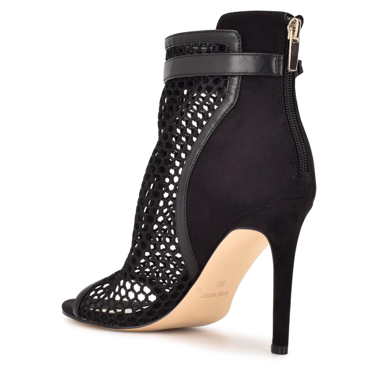 Bottines Nine West Ididit Mesh Peep Embout Femme Noir | 4321GHYLP