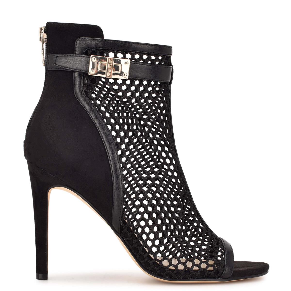 Bottines Nine West Ididit Mesh Peep Embout Femme Noir | 4321GHYLP