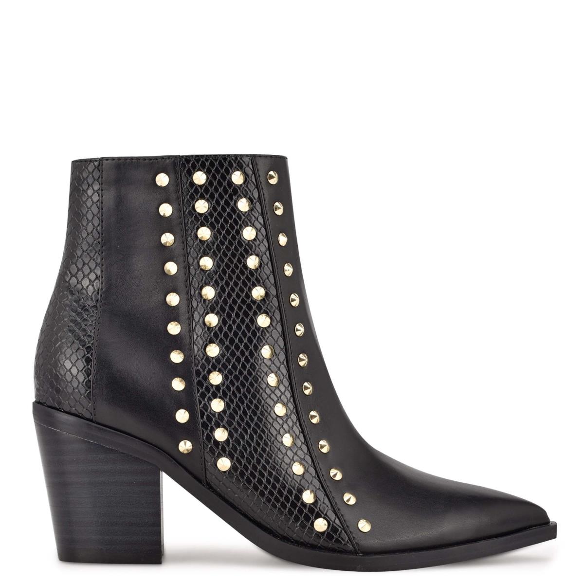 Bottines Nine West What Studded Block Heel Femme Noir | 1452OKVEF