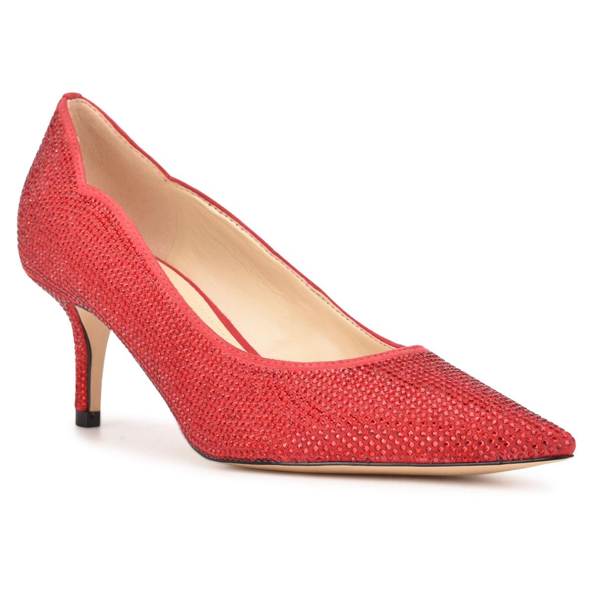 Escarpins Nine West Abaline Rhinestone Pointy Embout Femme Rouge | 8641NVXAI