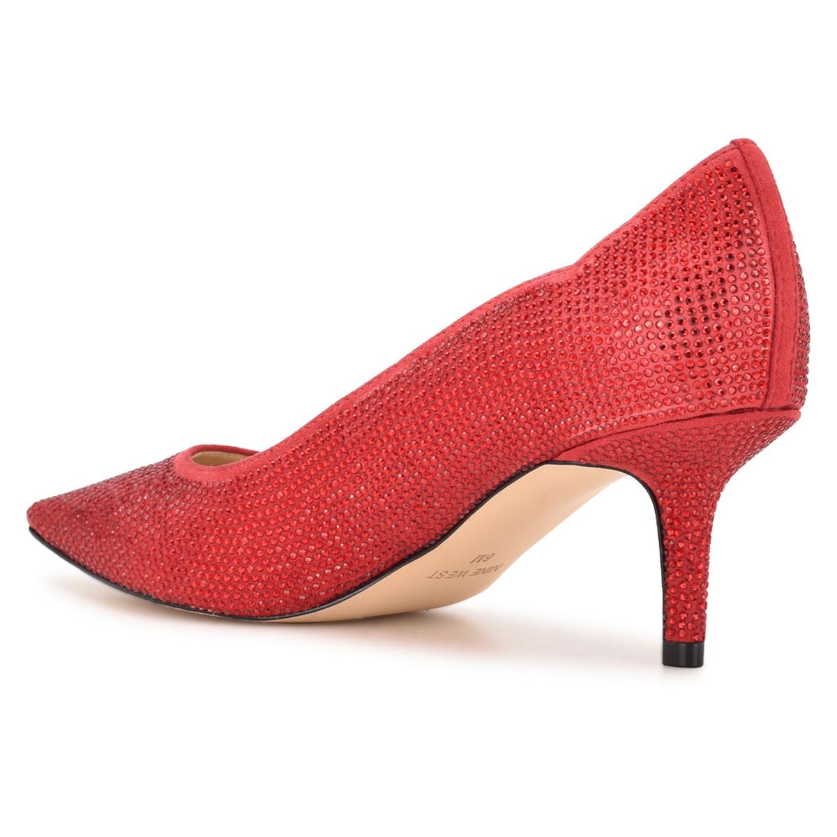 Escarpins Nine West Abaline Rhinestone Pointy Embout Femme Rouge | 8641NVXAI