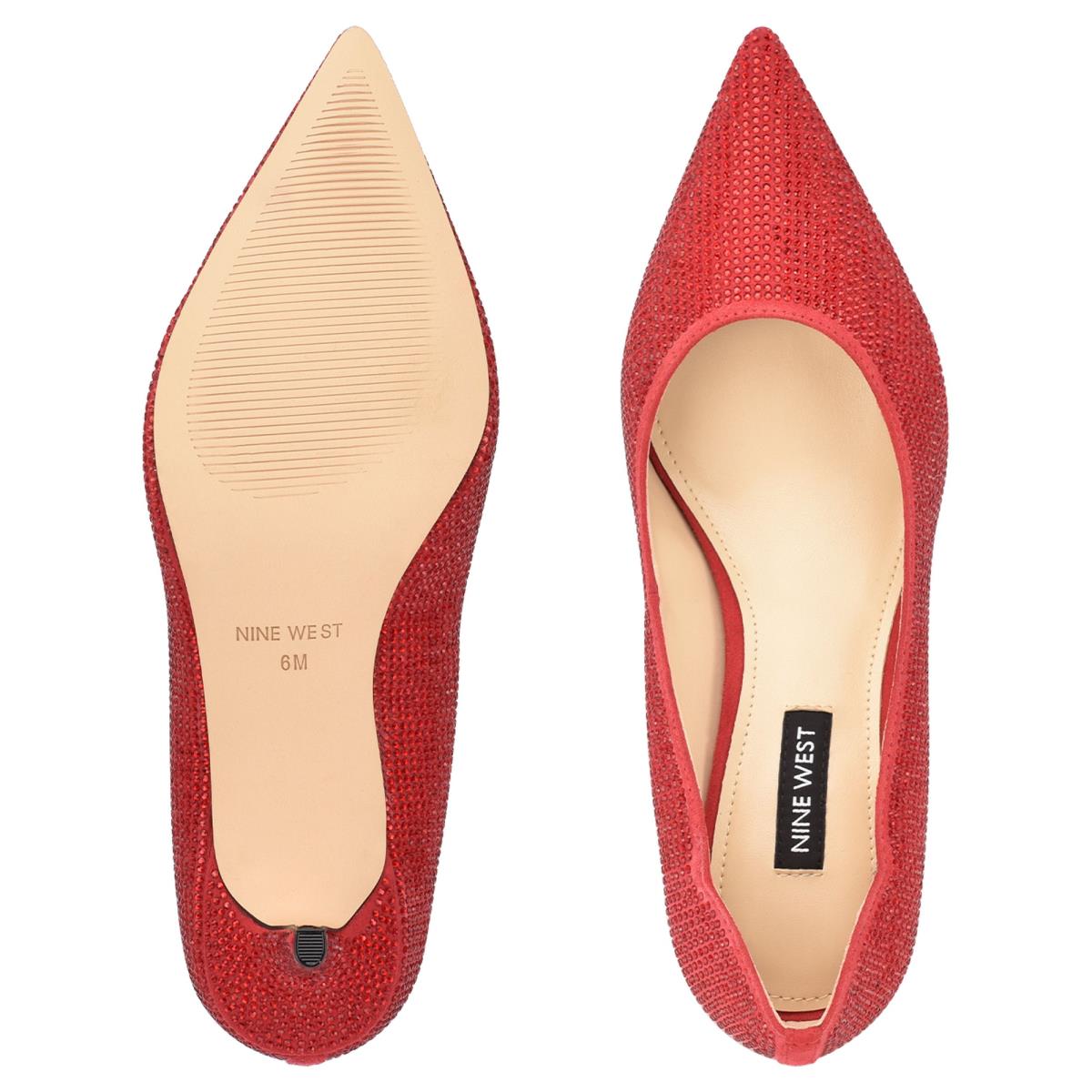 Escarpins Nine West Abaline Rhinestone Pointy Embout Femme Rouge | 8641NVXAI